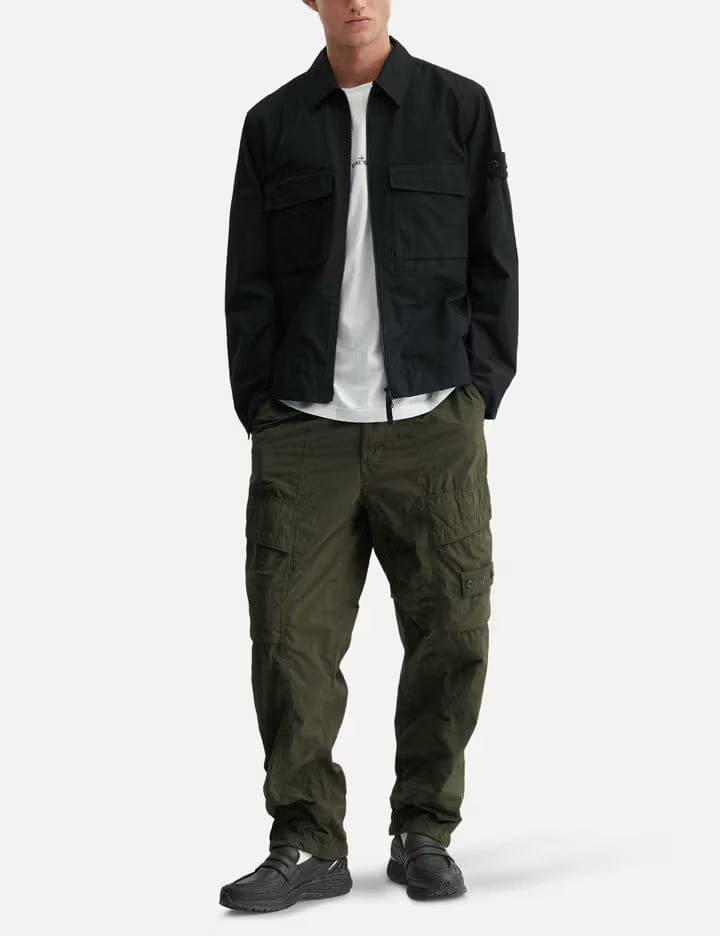 Stone Island Ghost Cotton Canvas Zip - Up Shirt