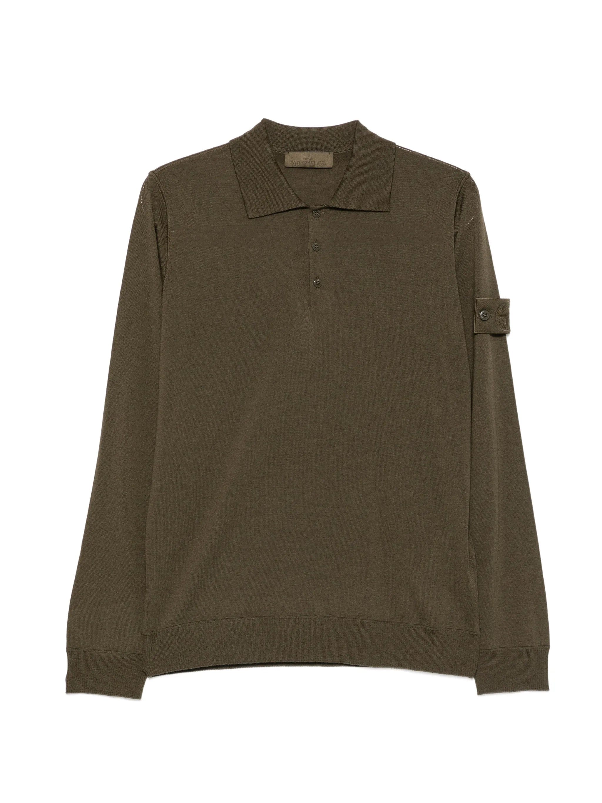 Stone Island logo - patch long - sleeve polo shirt