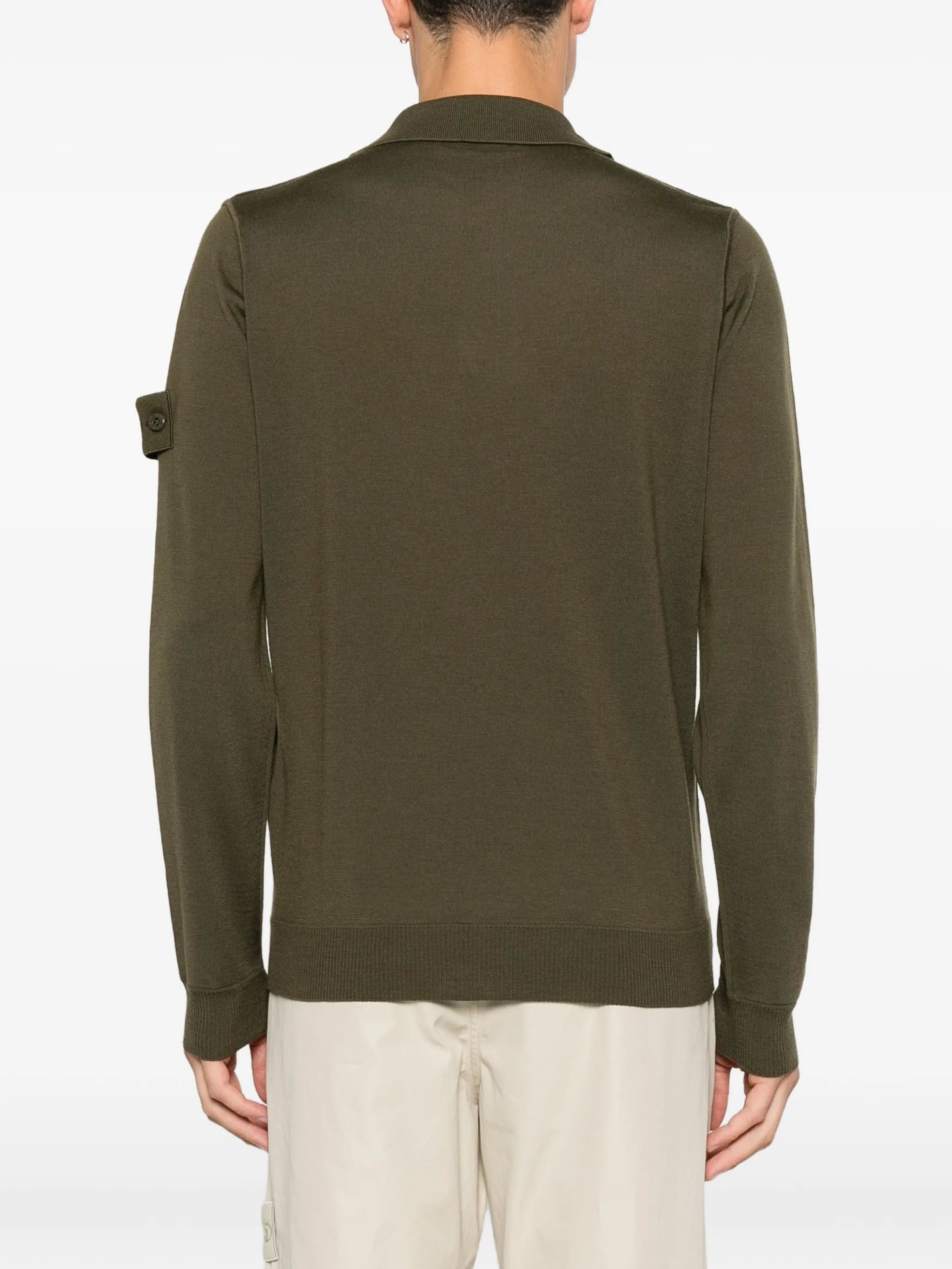Stone Island logo - patch long - sleeve polo shirt