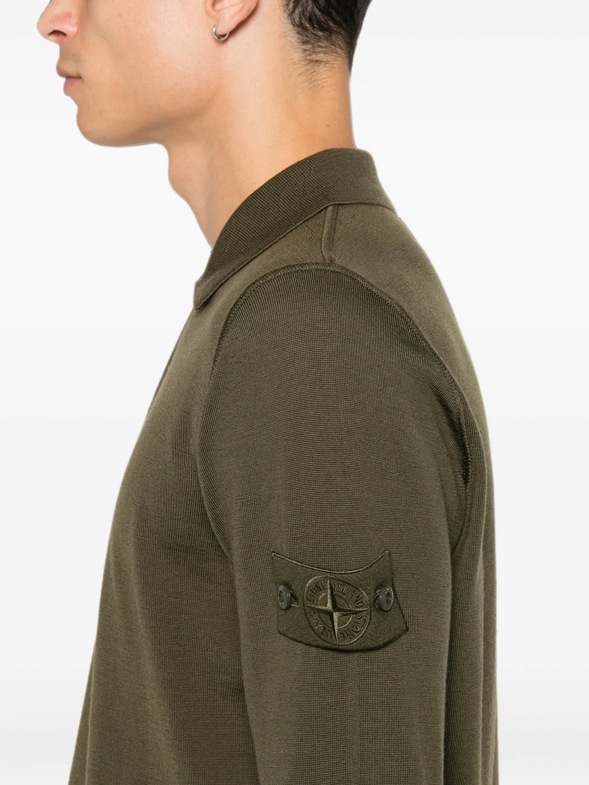 Stone Island logo - patch long - sleeve polo shirt