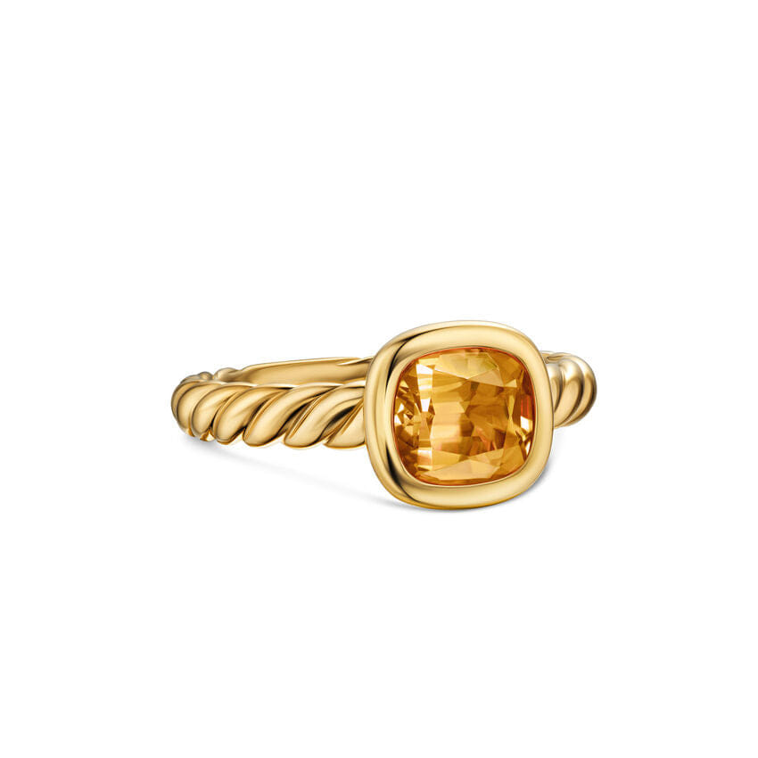David Yurman DY Mercer Stone Ring in 18K Yellow Gold with Citrine, 7 mm, Size 6