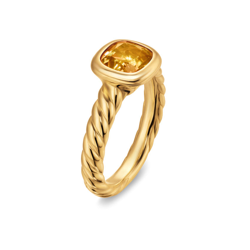 David Yurman DY Mercer Stone Ring in 18K Yellow Gold with Citrine, 7 mm, Size 6