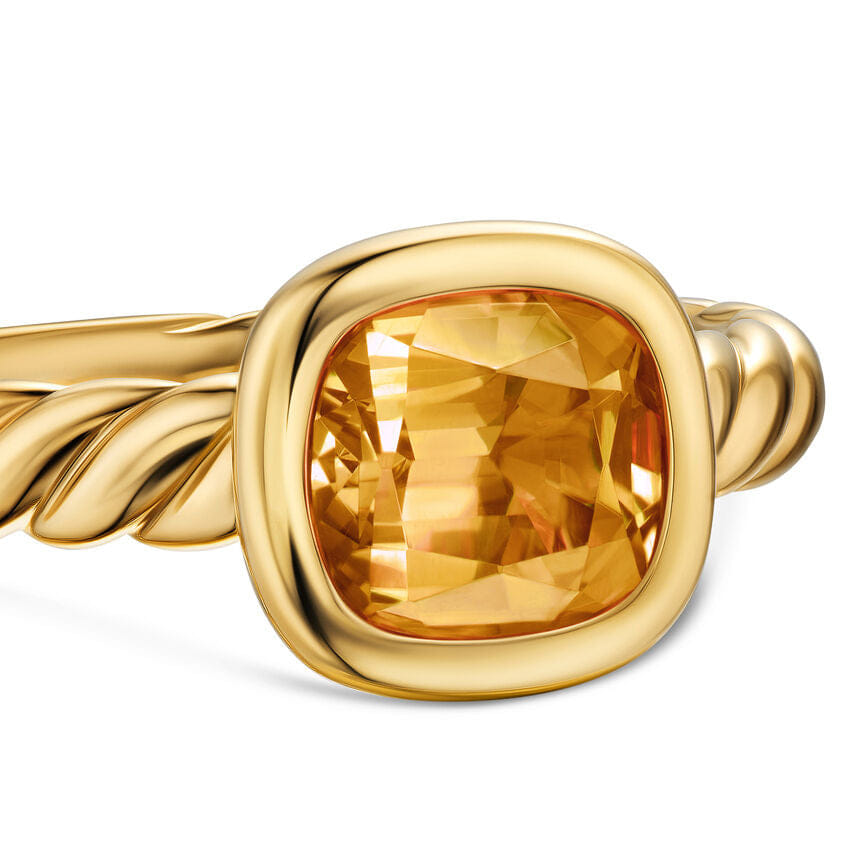David Yurman DY Mercer Stone Ring in 18K Yellow Gold with Citrine, 7 mm, Size 6