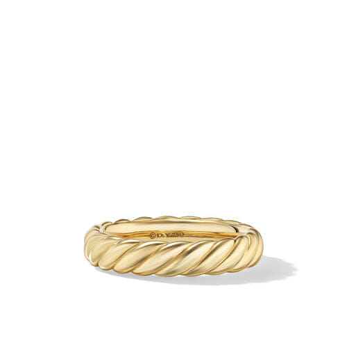David Yurman Sculpted Cable Band Ring in 18K Yellow Gold, Size 7