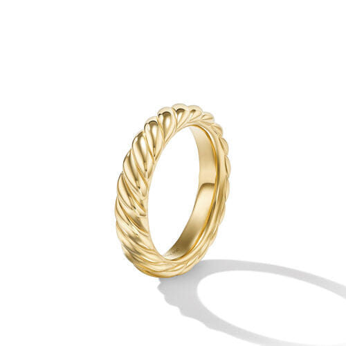 David Yurman Sculpted Cable Band Ring in 18K Yellow Gold, Size 7