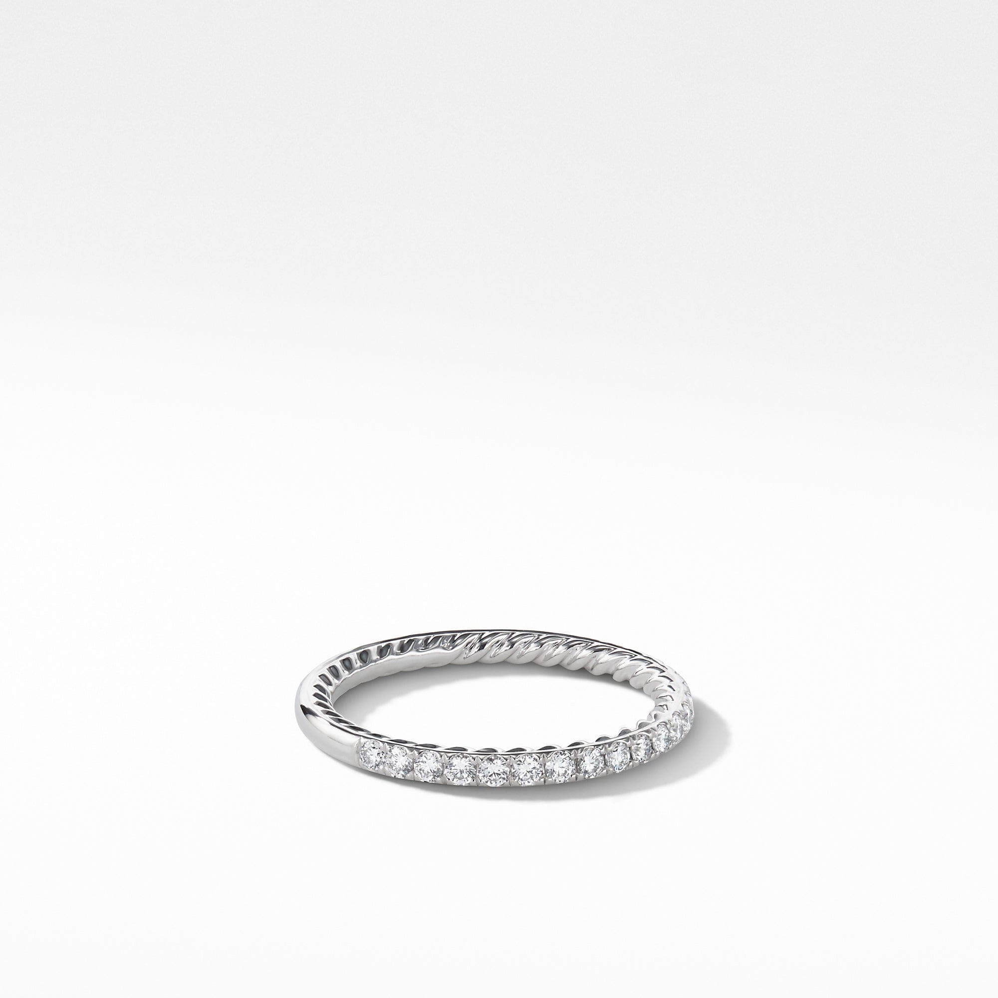 David Yurman Diamond Pavé Halfway Eternity Wedding Band Ring in Platinum, Size 7