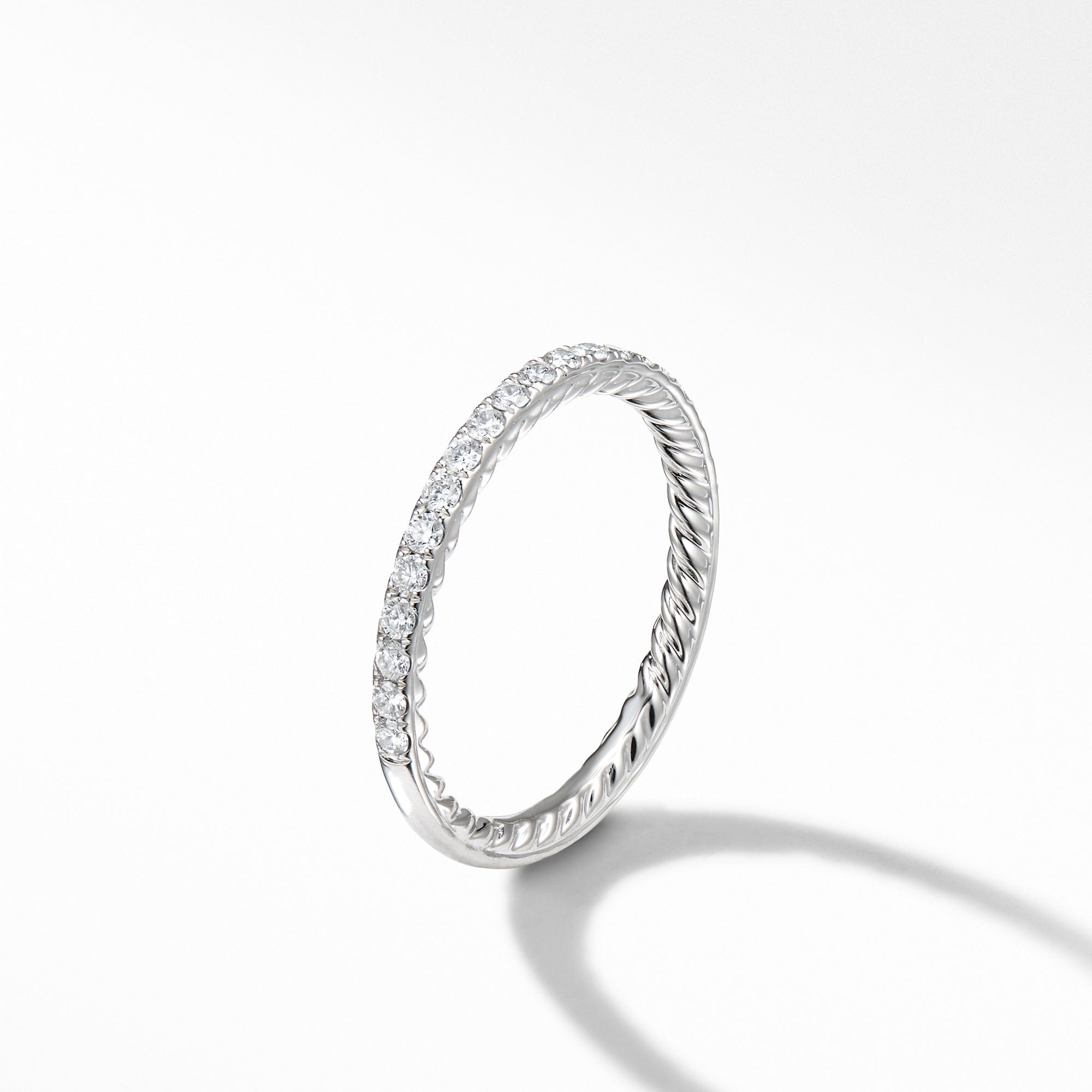 David Yurman Diamond Pavé Halfway Eternity Wedding Band Ring in Platinum, Size 7