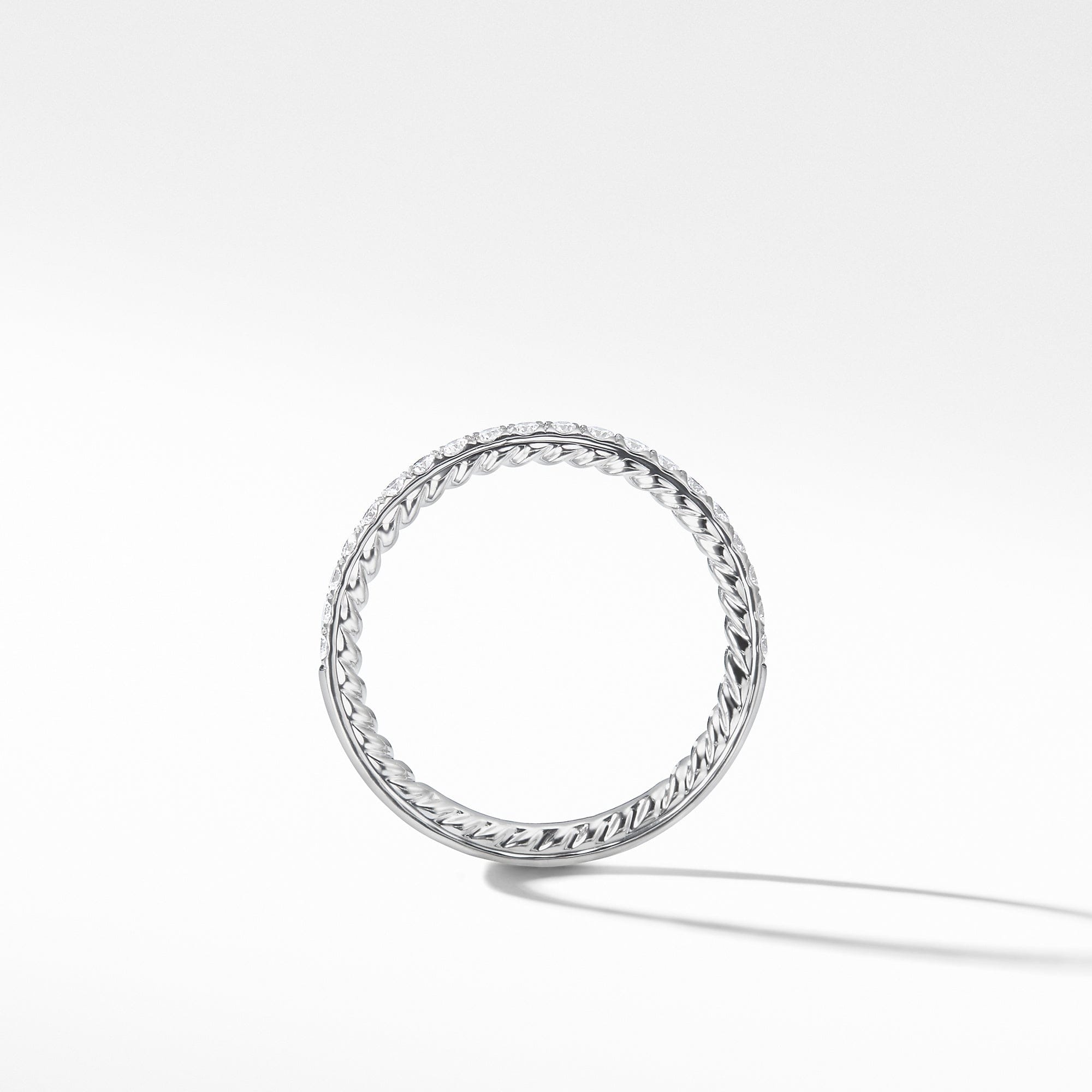 David Yurman Diamond Pavé Halfway Eternity Wedding Band Ring in Platinum, Size 7