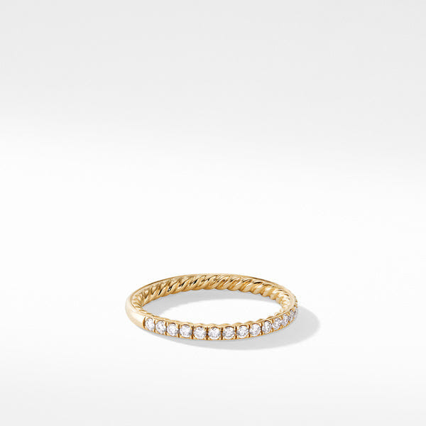 David Yurman Diamond Pavé Halfway Eternity Wedding Band Ring in 18K Yellow Gold, Size 7