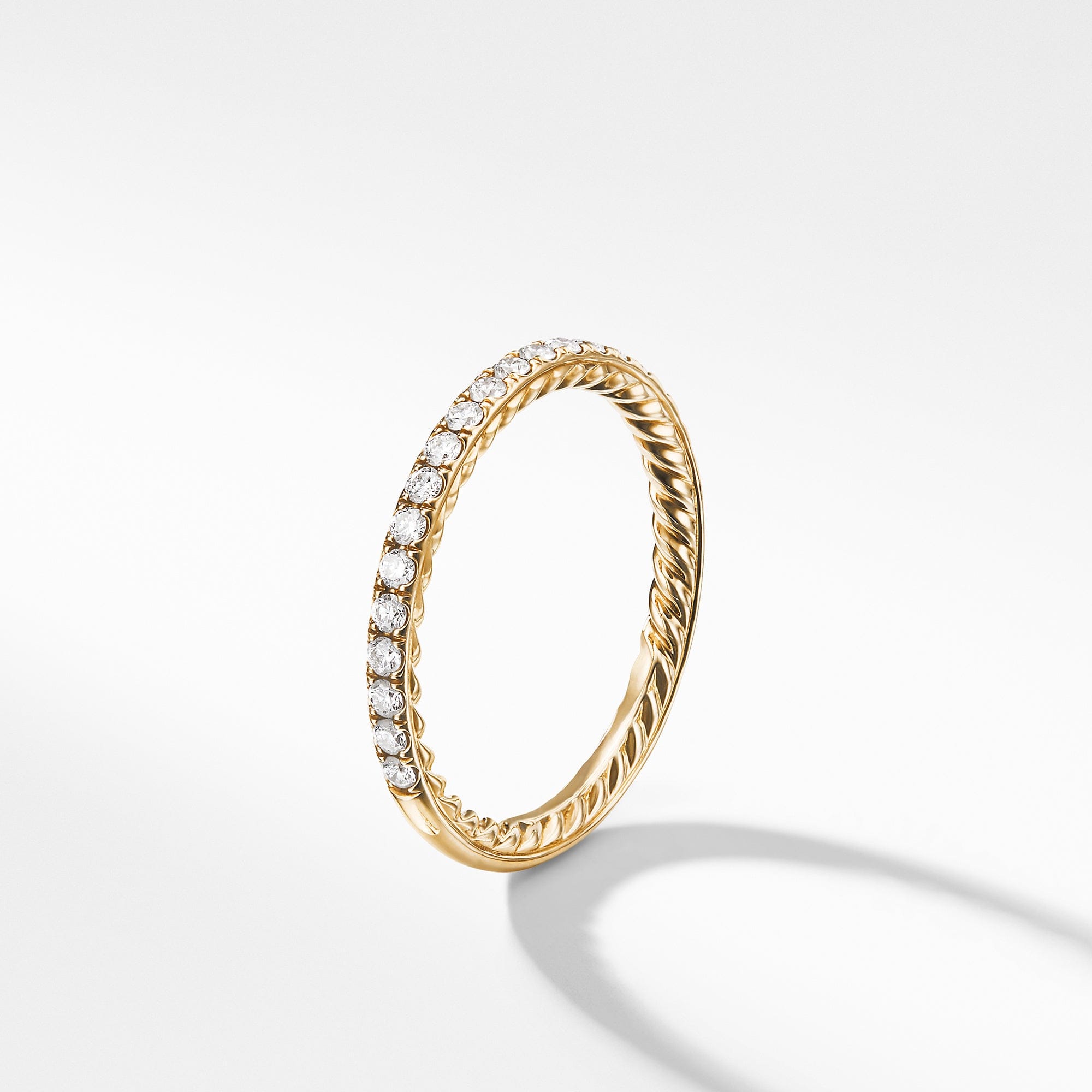 David Yurman Diamond Pavé Halfway Eternity Wedding Band Ring in 18K Yellow Gold, Size 7