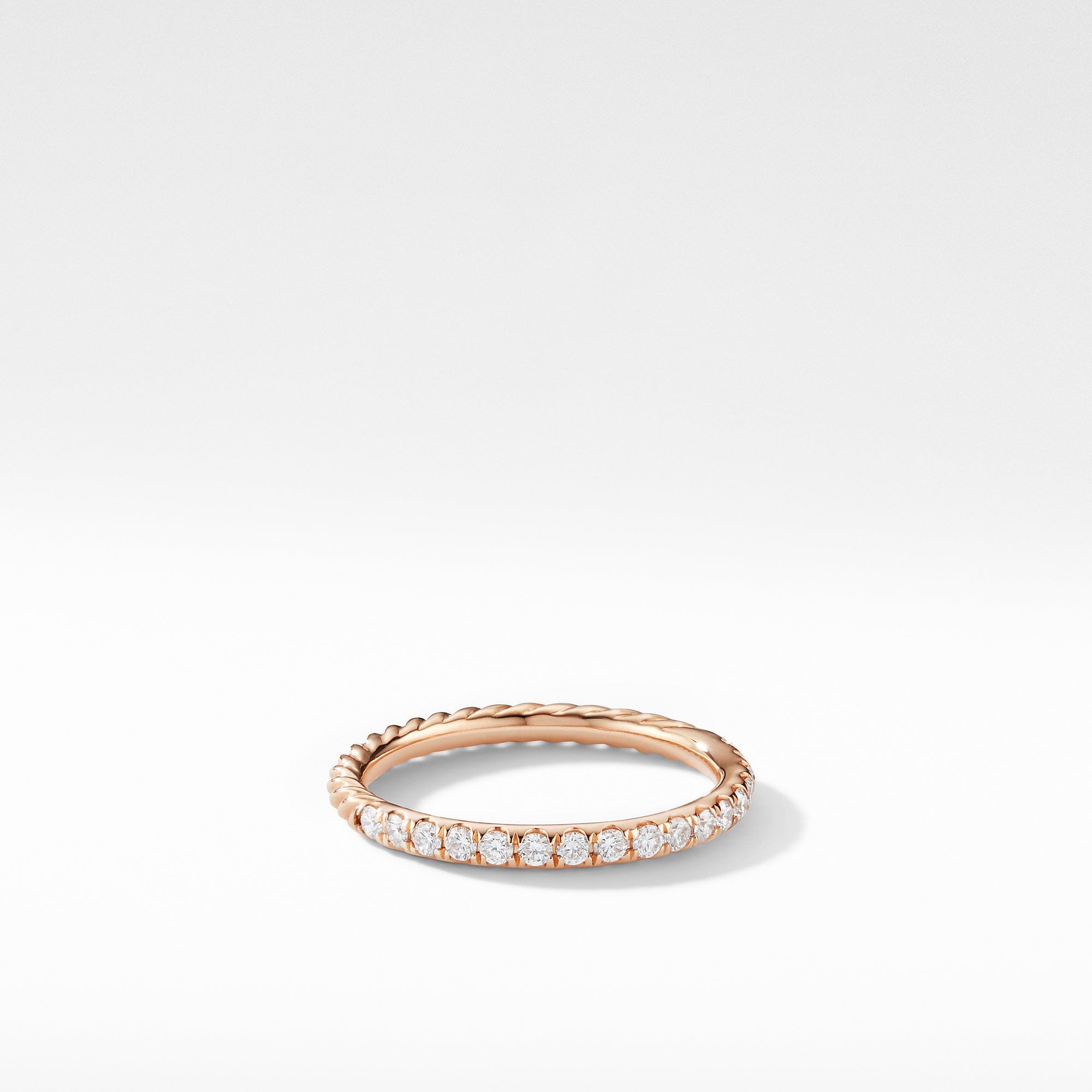 David Yurman Cable Pavé Band Ring in 18K Rose Gold with Diamonds, Size 5