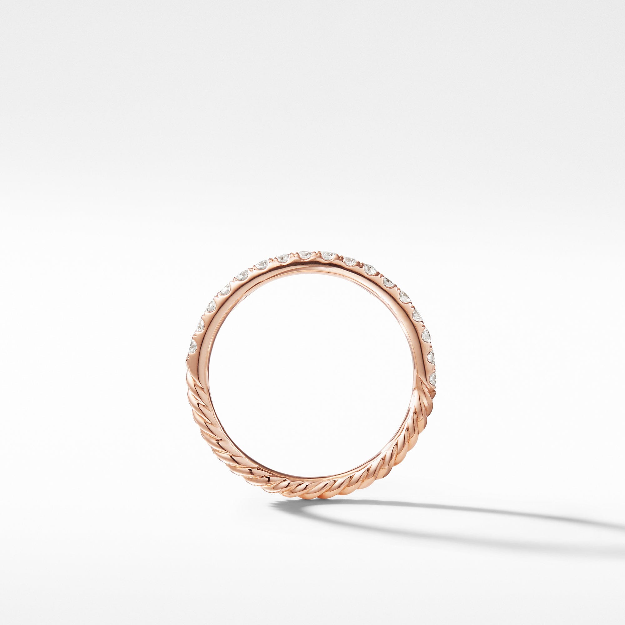 David Yurman Cable Pavé Band Ring in 18K Rose Gold with Diamonds, Size 5