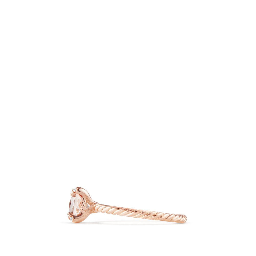 David Yurman Châtelaine® Ring with Morganite and Diamonds in 18K Rose Gold, Size 7