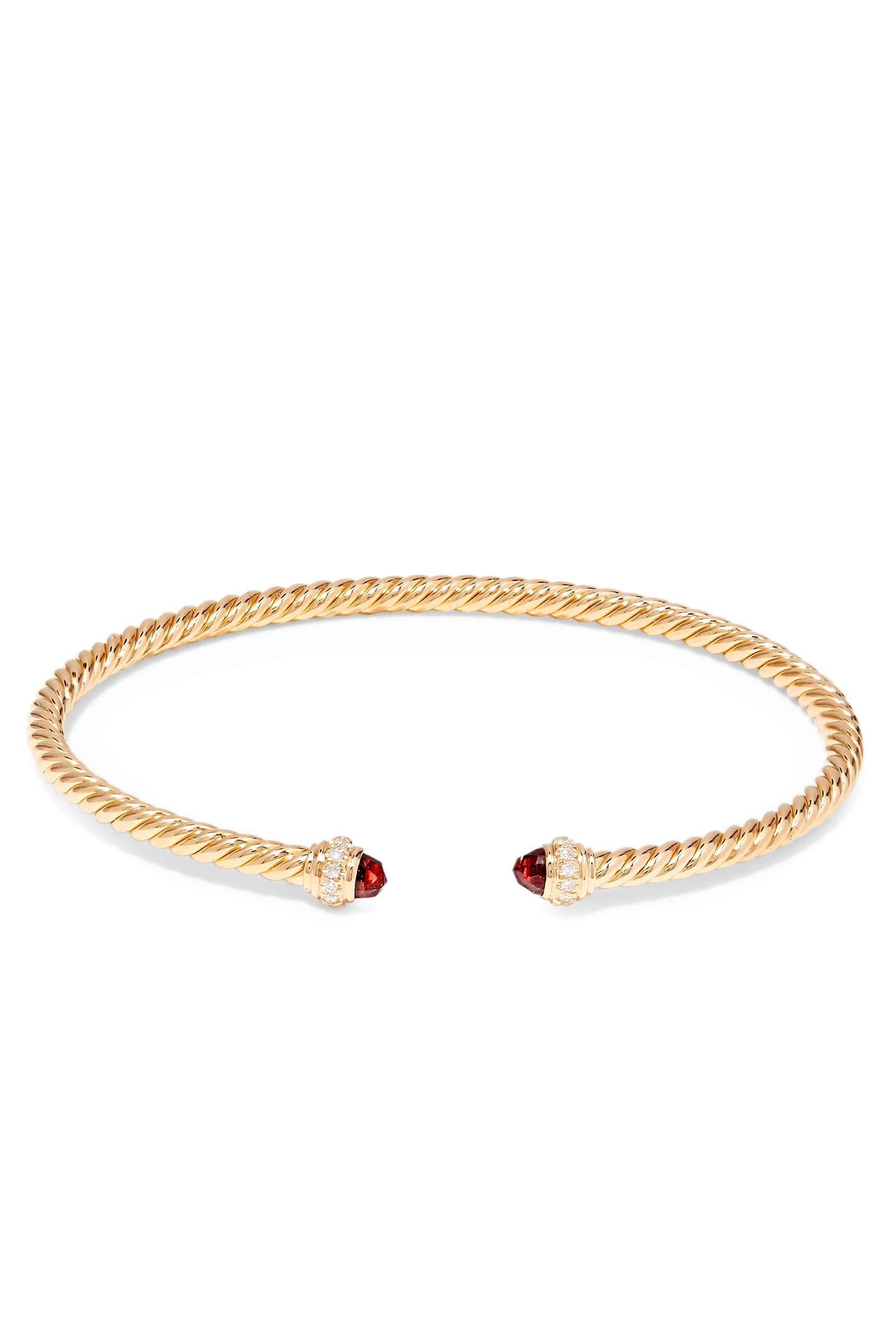 David Yurman Cablespira Embellished Bracelet, 18K Yellow Gold & Garnet