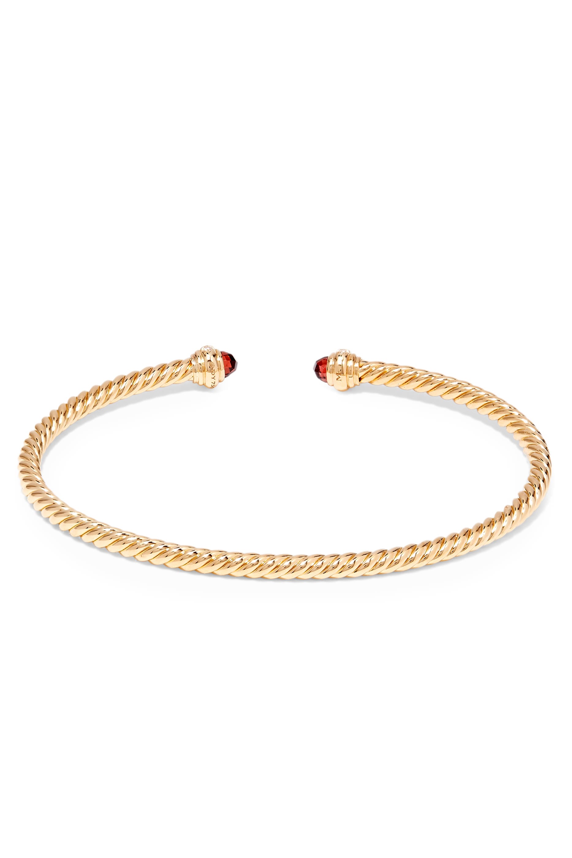 David Yurman Cablespira Embellished Bracelet, 18K Yellow Gold & Garnet
