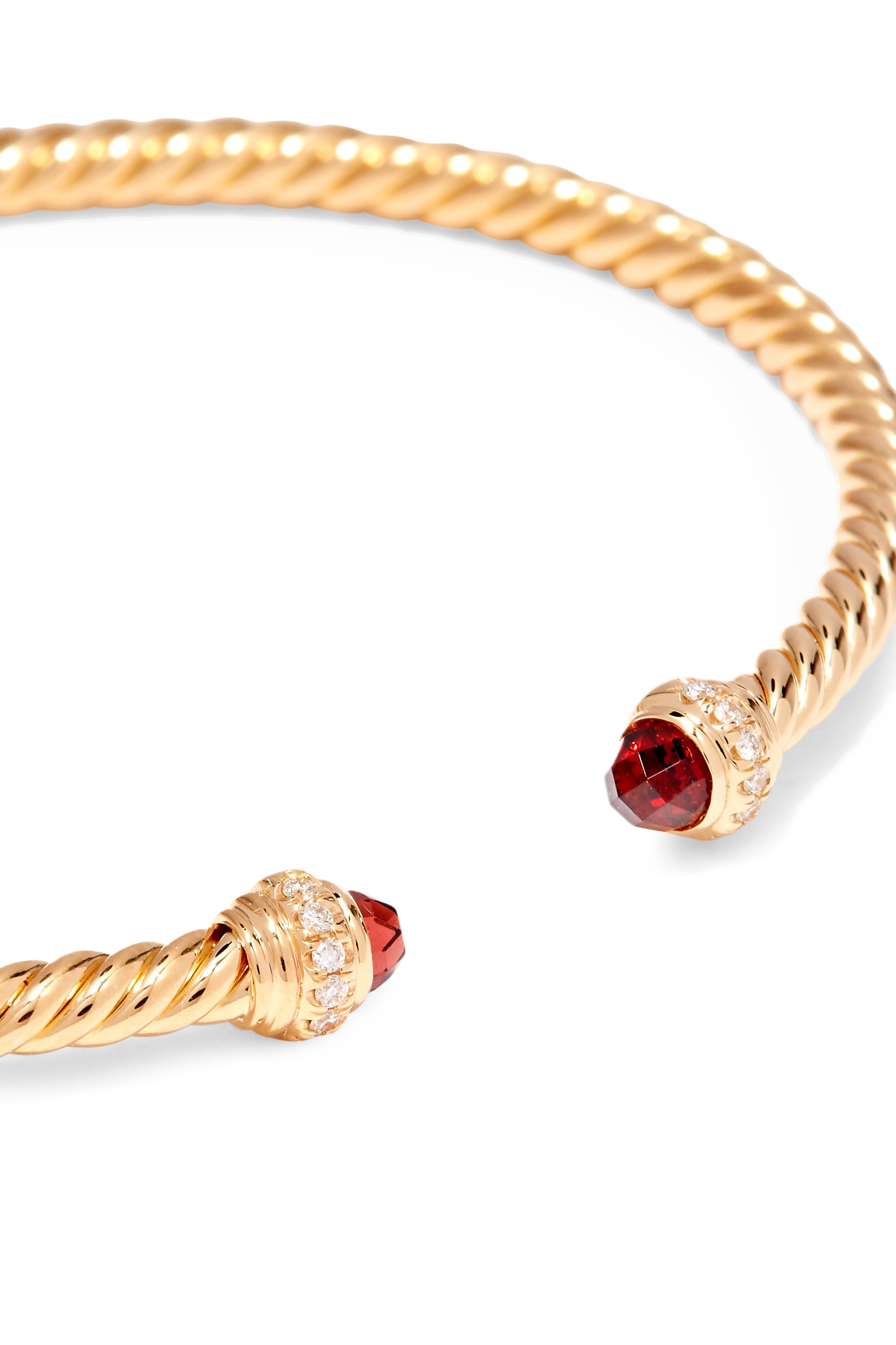 David Yurman Cablespira Embellished Bracelet, 18K Yellow Gold & Garnet