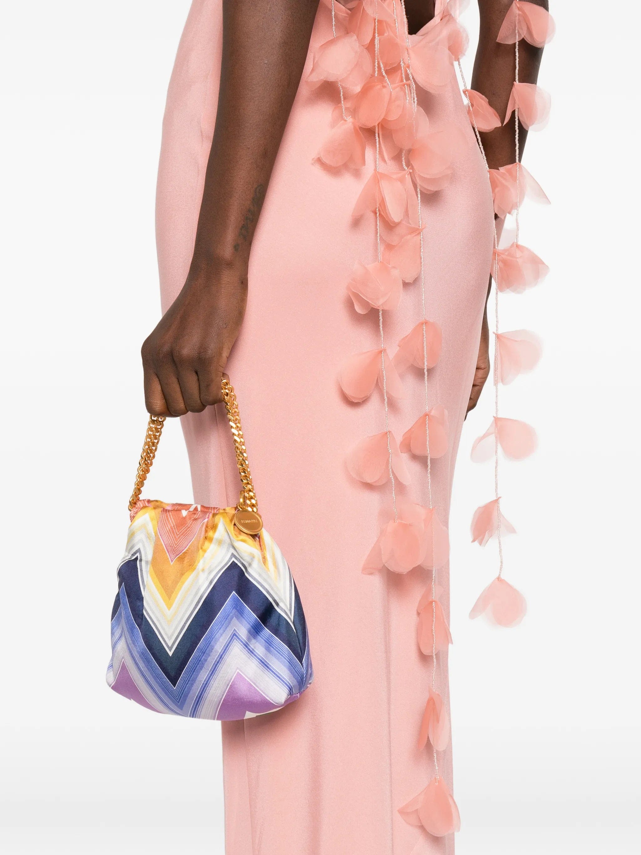 Missoni wave silk drawstring chain tote bag