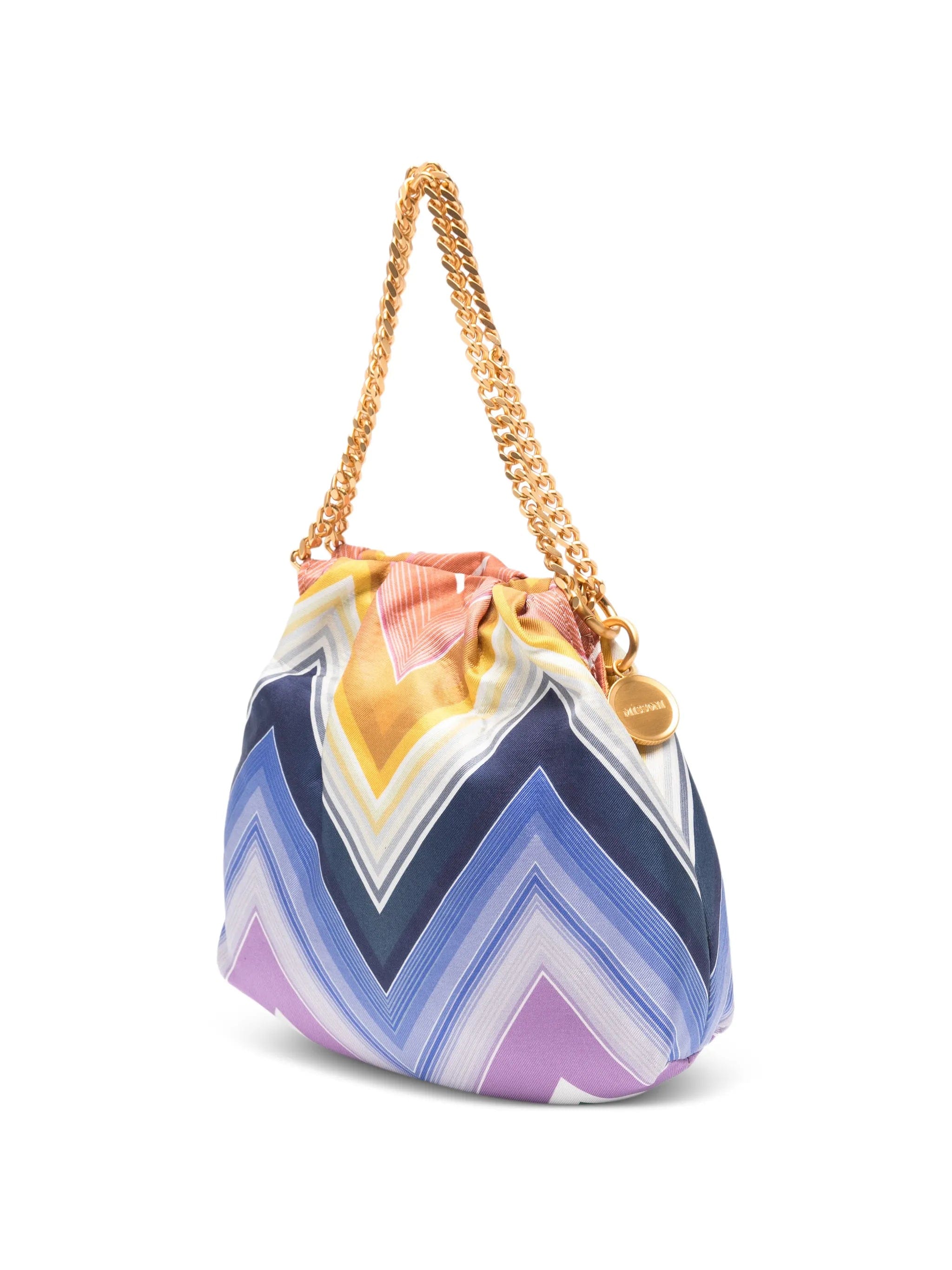 Missoni wave silk drawstring chain tote bag
