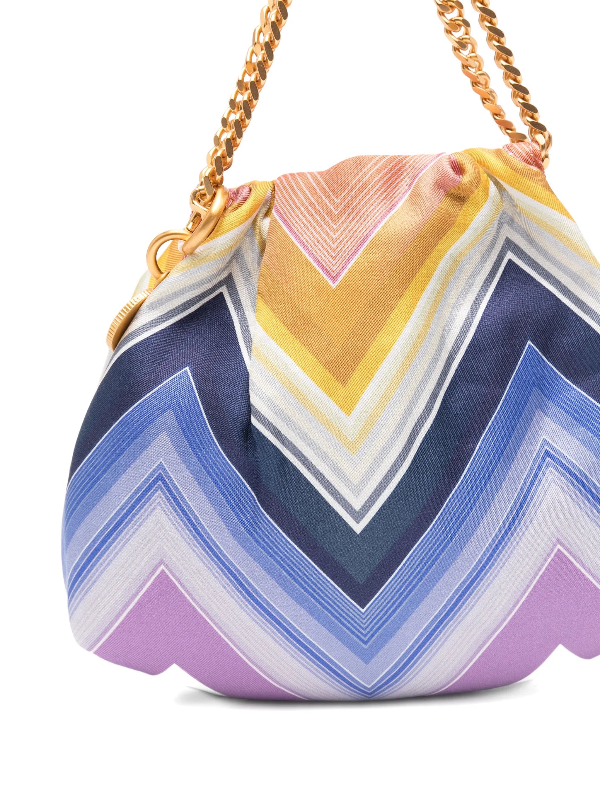 Missoni wave silk drawstring chain tote bag