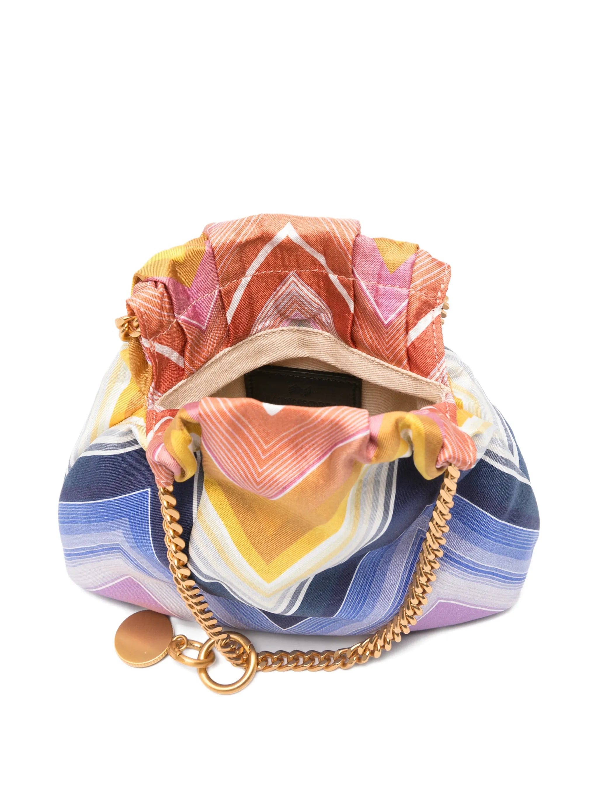 Missoni wave silk drawstring chain tote bag