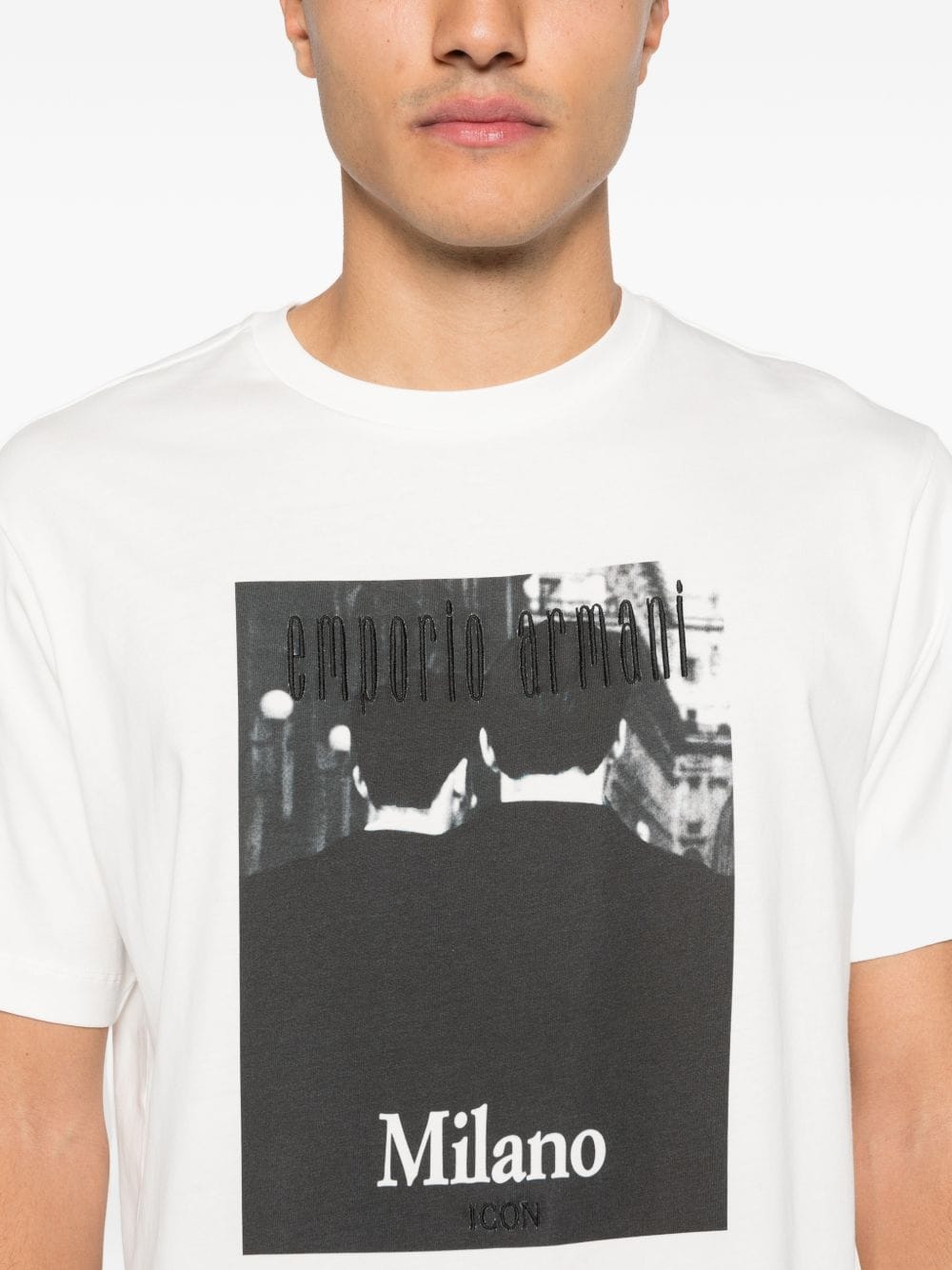 Emporio Armani Milano Graphic Print T - Shirt — White