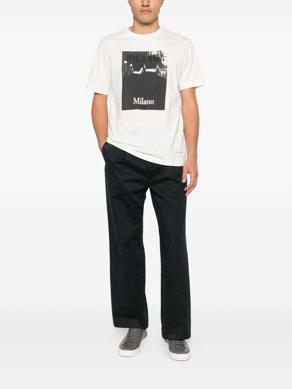 Emporio Armani Milano Graphic Print T - Shirt — White