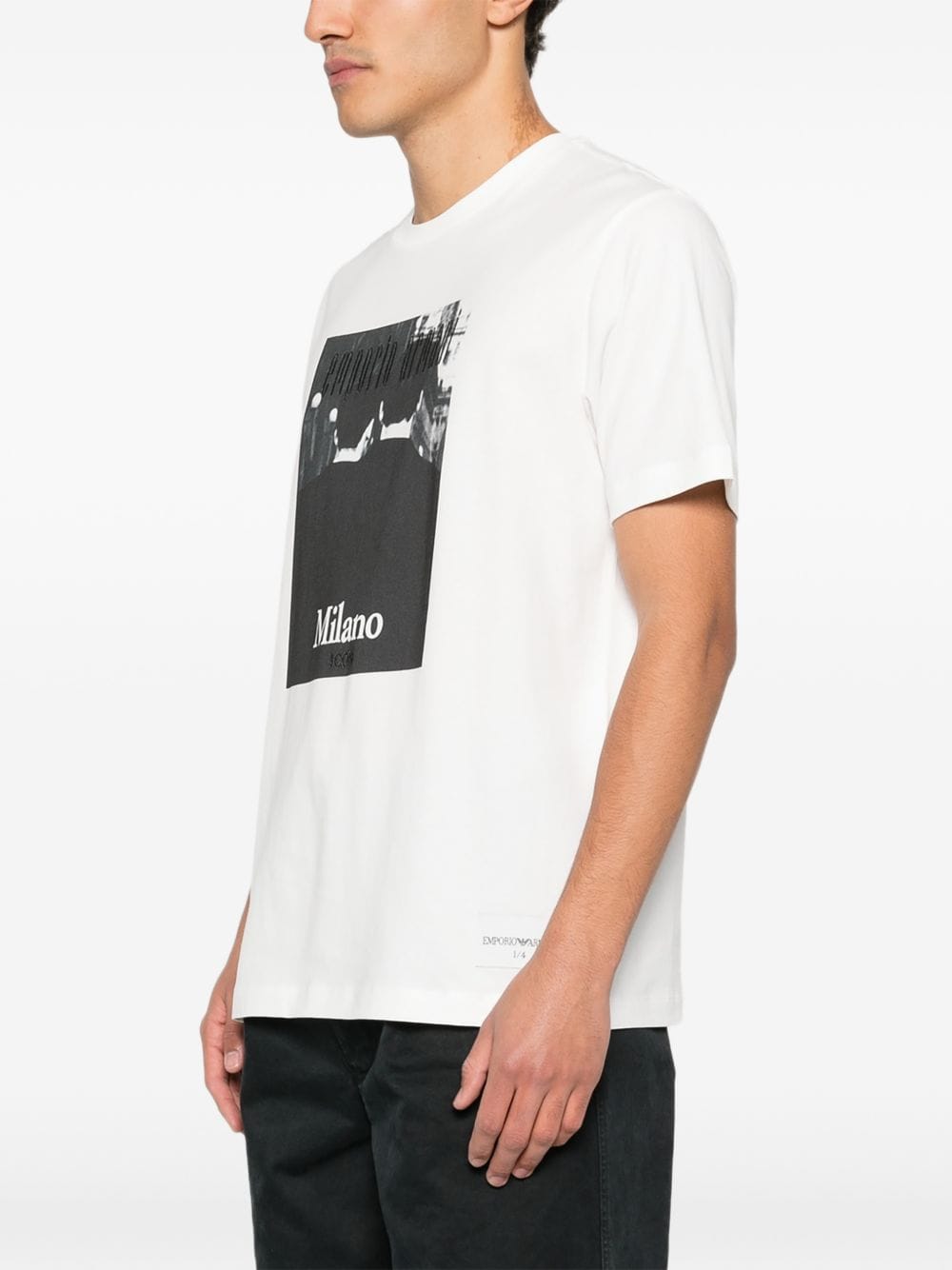 Emporio Armani Milano Graphic Print T - Shirt — White