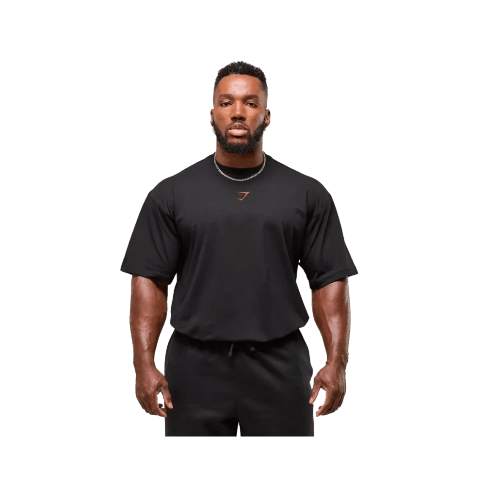 Gymshark Power T - Shirt Oversized Fit Black/Conditioning Red
