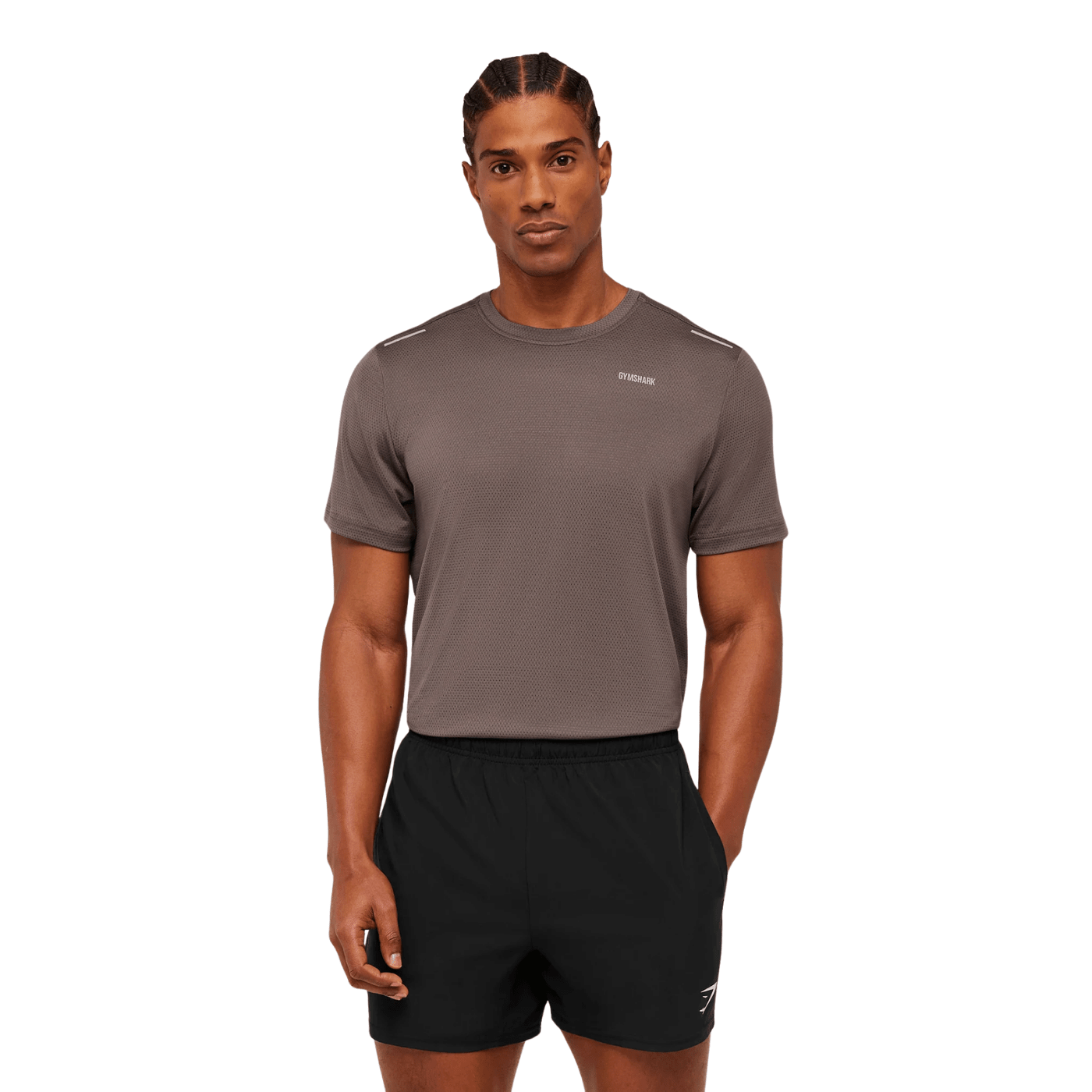 GYMSHARK Built For More T - Shirt slim fit Cool Brown