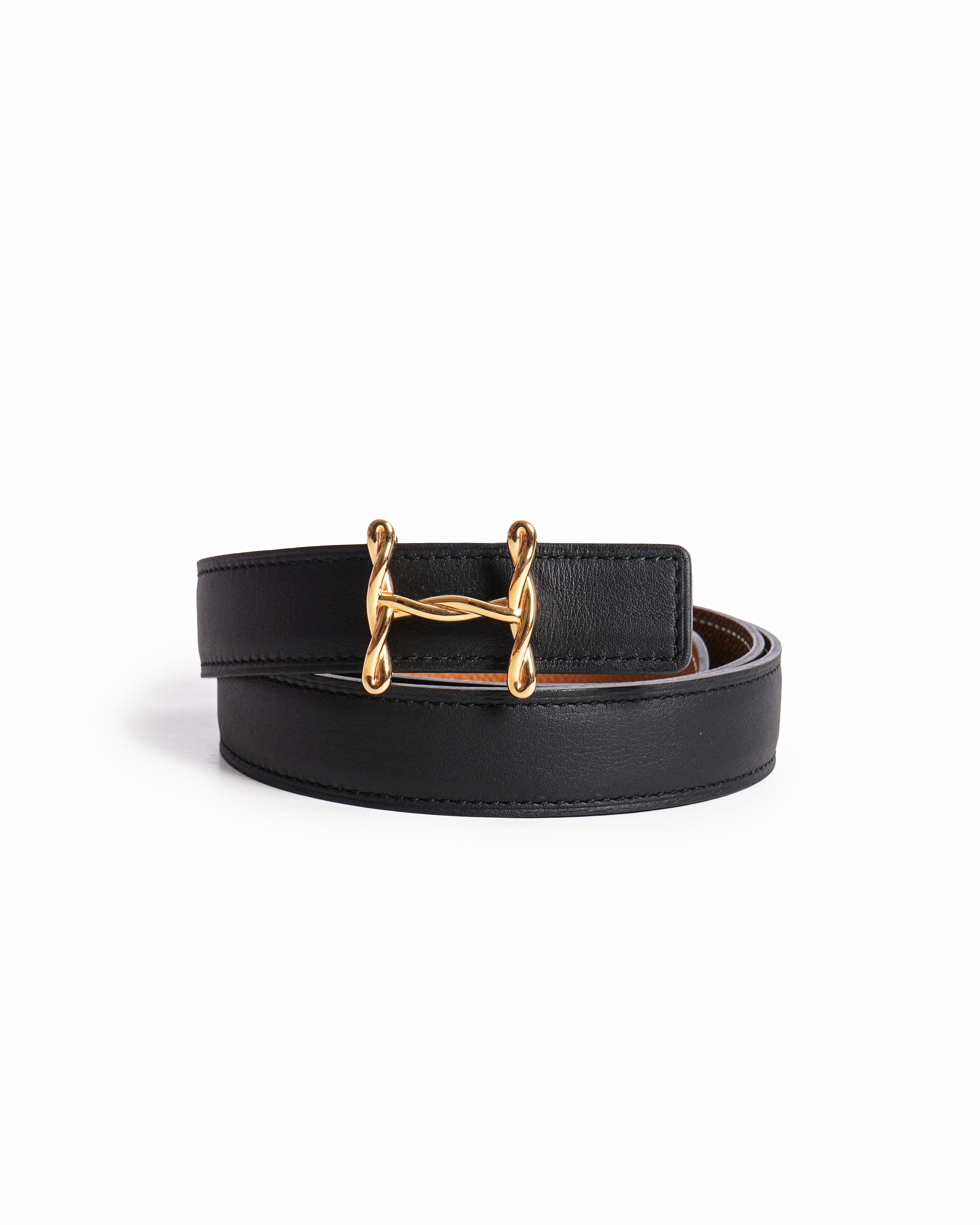 Hermès Women's H Torsade Buckle Reversible Thin Leather Belt