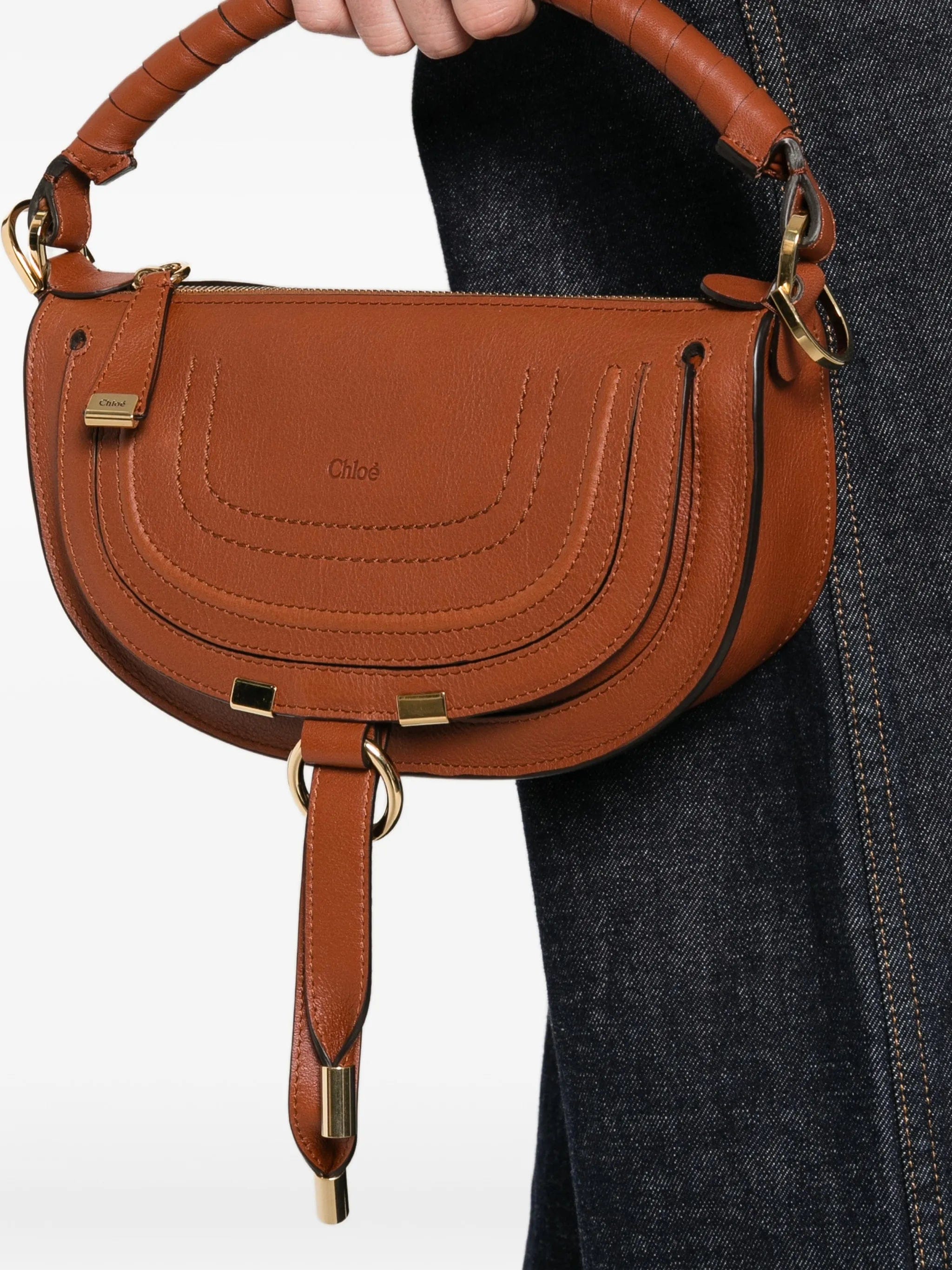 Chloé mini Marcie twisted - handle leather shoulder bag