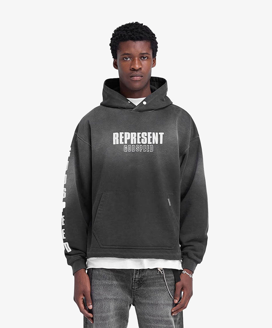 Represent | GODSPEED HOODIE { AGED BLACK