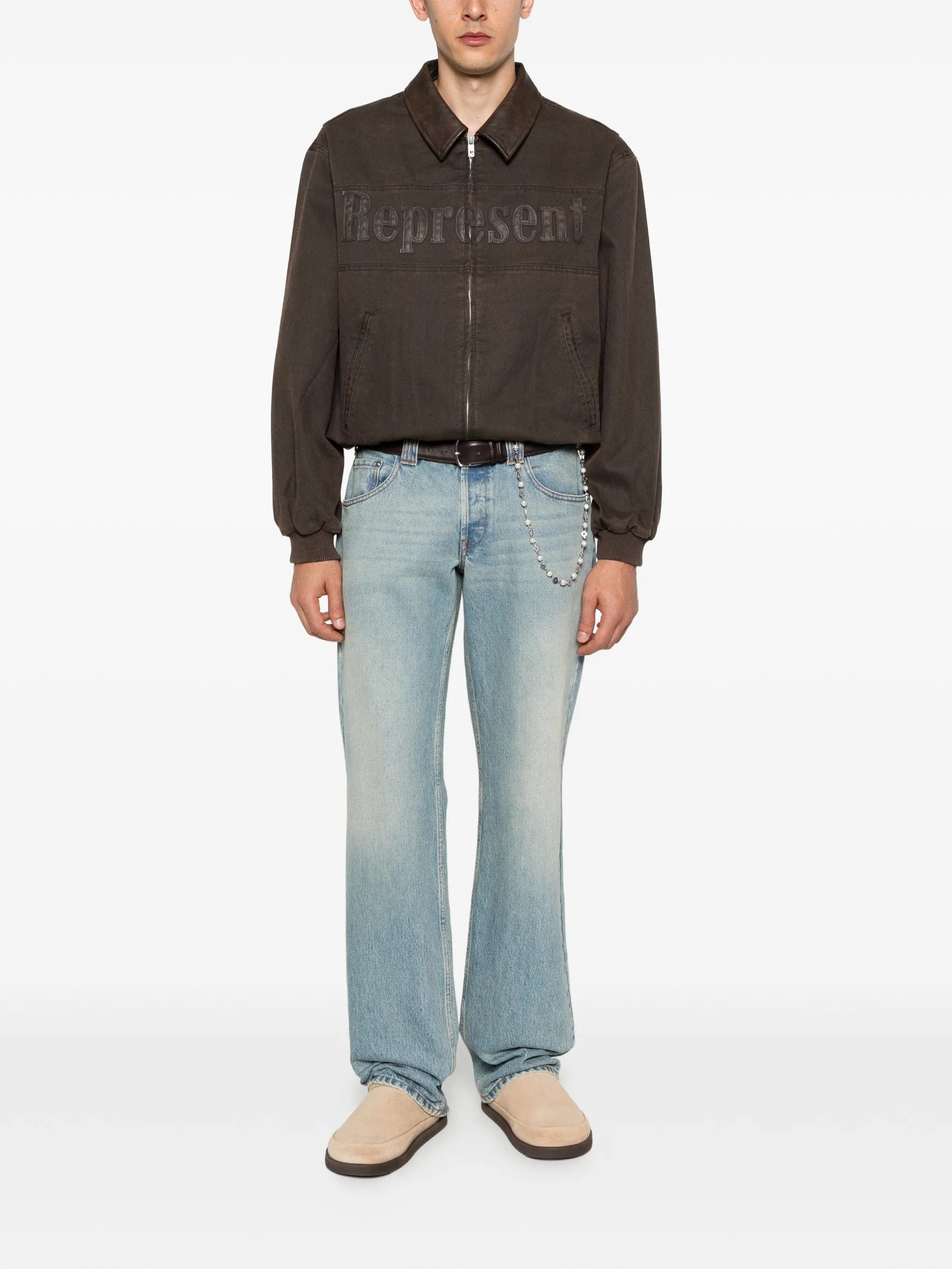 Represent Roscoe logo collared bomber jacket