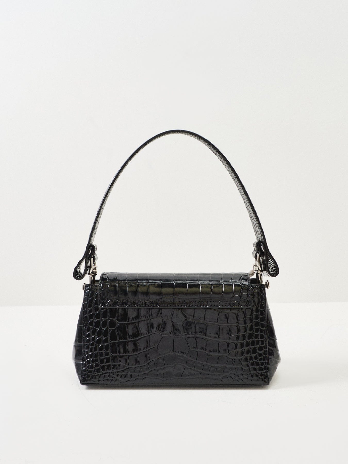 Vivienne Westwood Hazel Croc Medium Leather Shoulder Bag Black