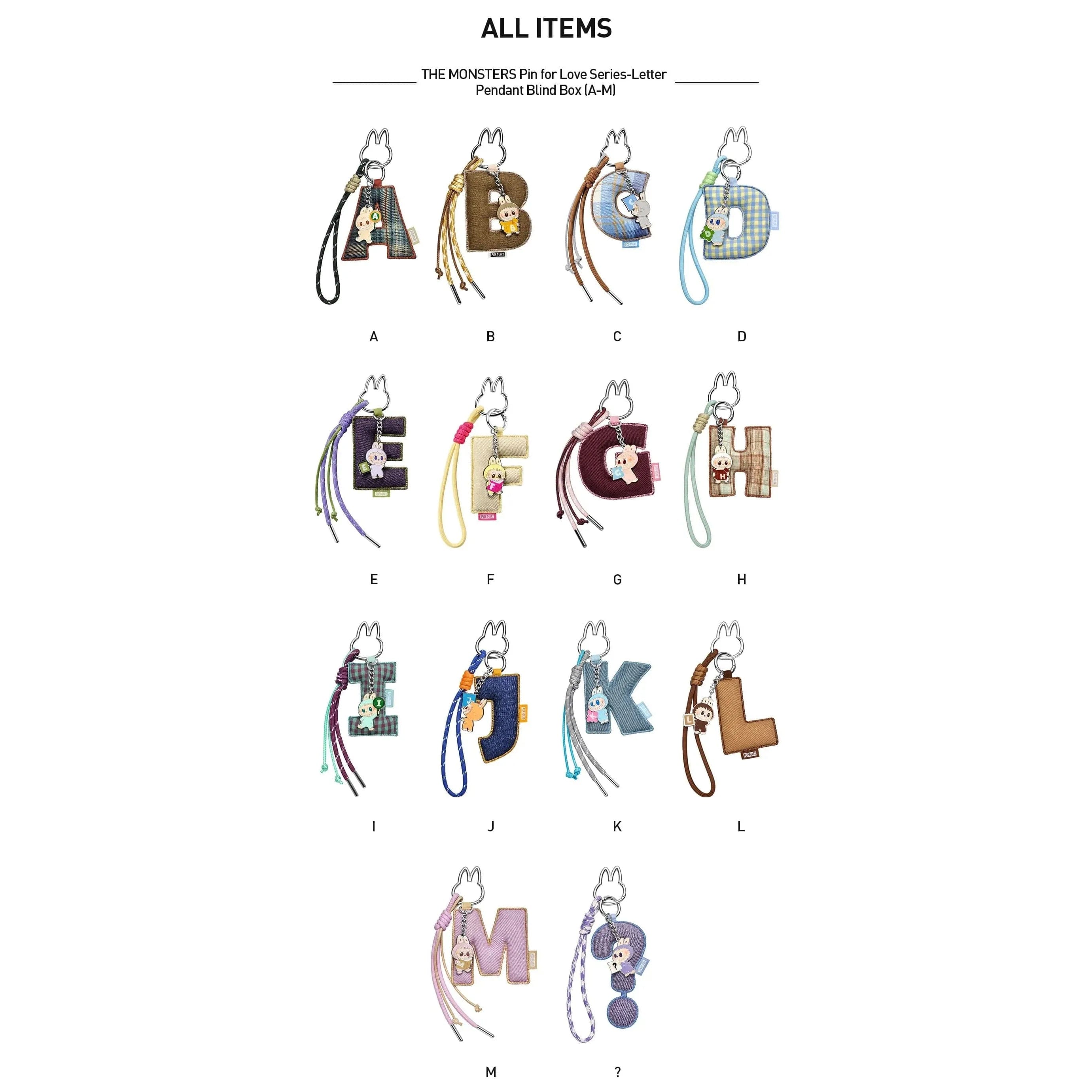 Pop Mart THE MONSTERS Pin for Love Series - Letter Pendant Blind Box (A - M) x 1
