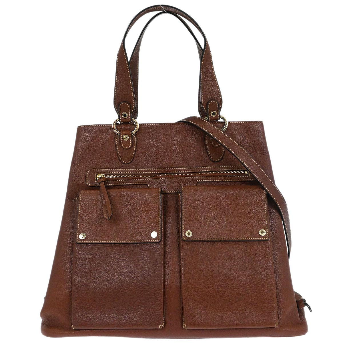 Other Brand Bvlgari Brown Leather 2way Shoulder Handbag