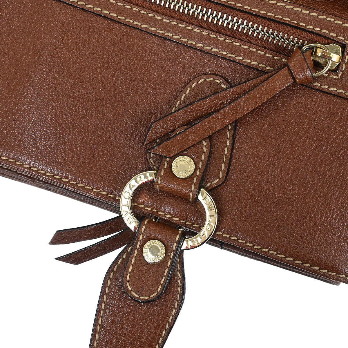 Other Brand Bvlgari Brown Leather 2way Shoulder Handbag