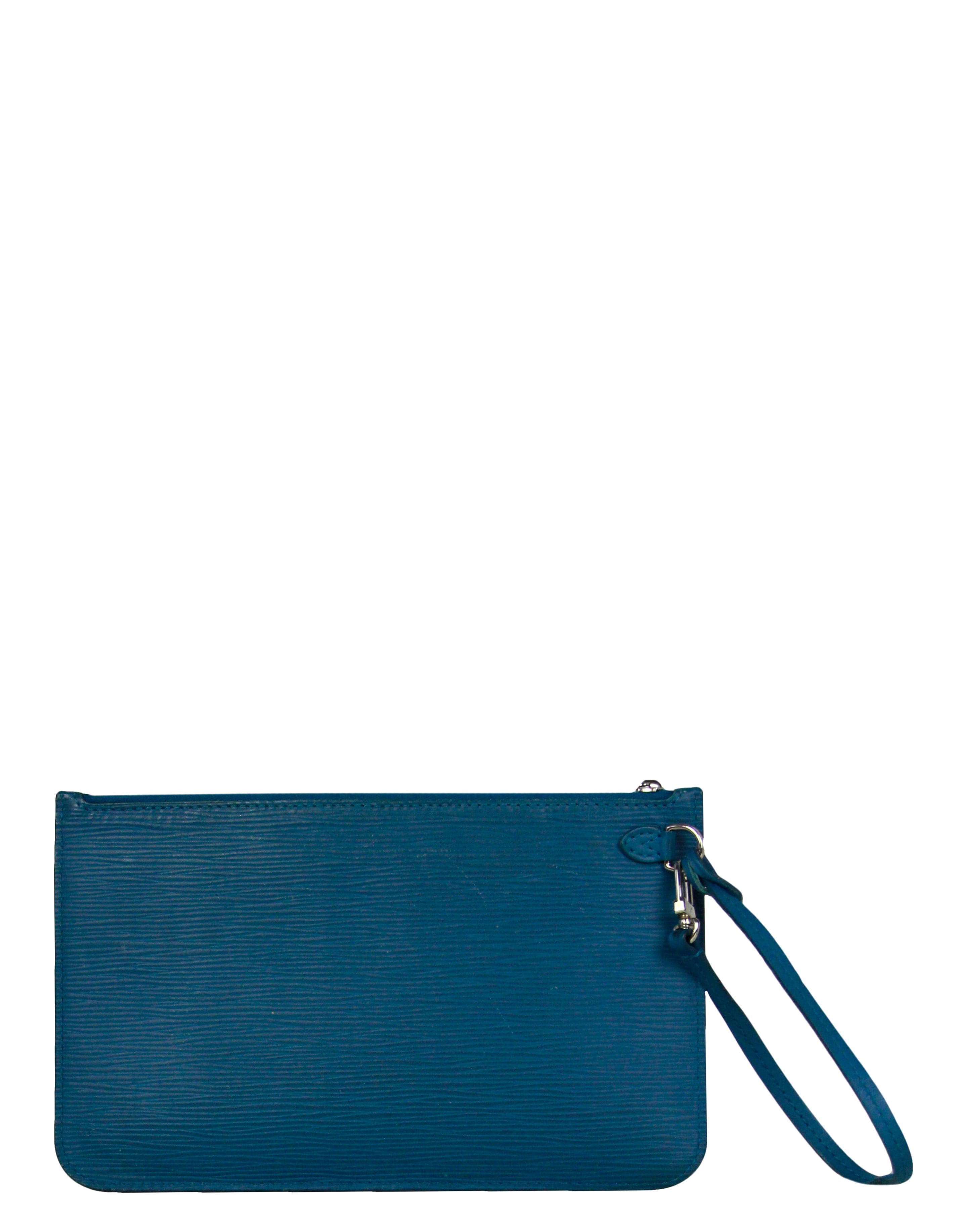 ASC Resale Louis Vuitton Cyan Neverfull Pochette Wristlet Bag