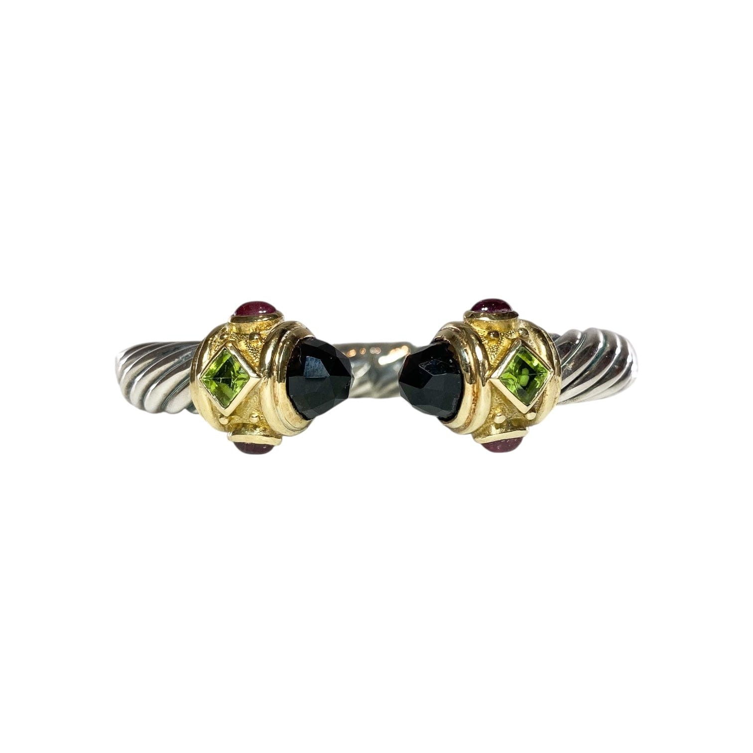 David Yurman Gold Smoky Quartz 925 Sterling Silver Cable Cuff