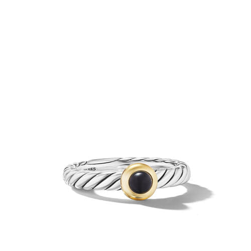 David Yurman Petite Modern Cable Ring in Sterling Silver with 14K Yellow Gold and Black Onyx, Size 6