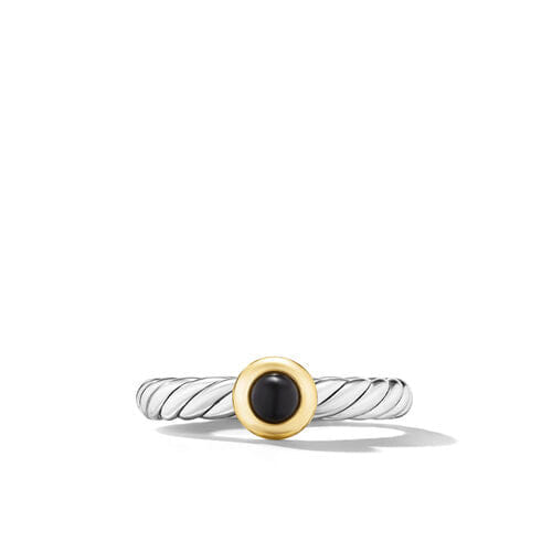 David Yurman Petite Modern Cable Ring in Sterling Silver with 14K Yellow Gold and Black Onyx, Size 6