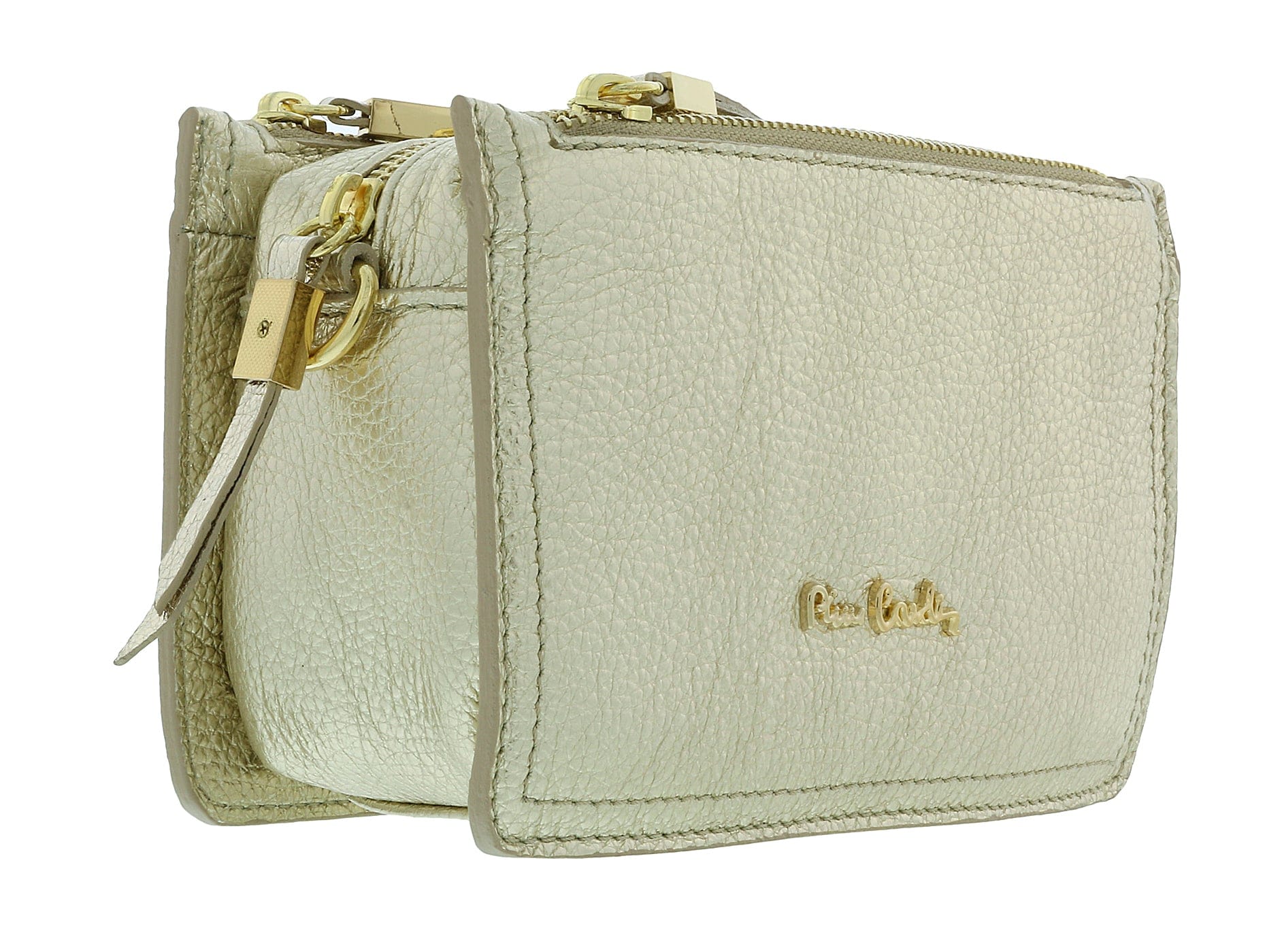 Pierre Cardin Gold Leather Small Structured Square Crossbody Bag