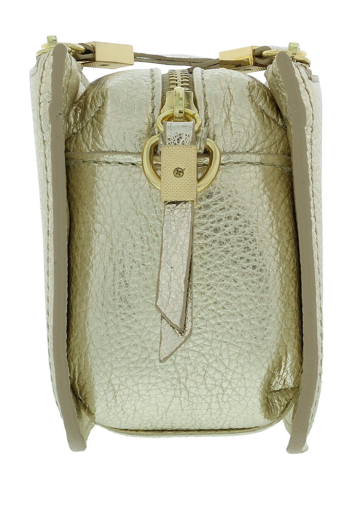 Pierre Cardin Gold Leather Small Structured Square Crossbody Bag