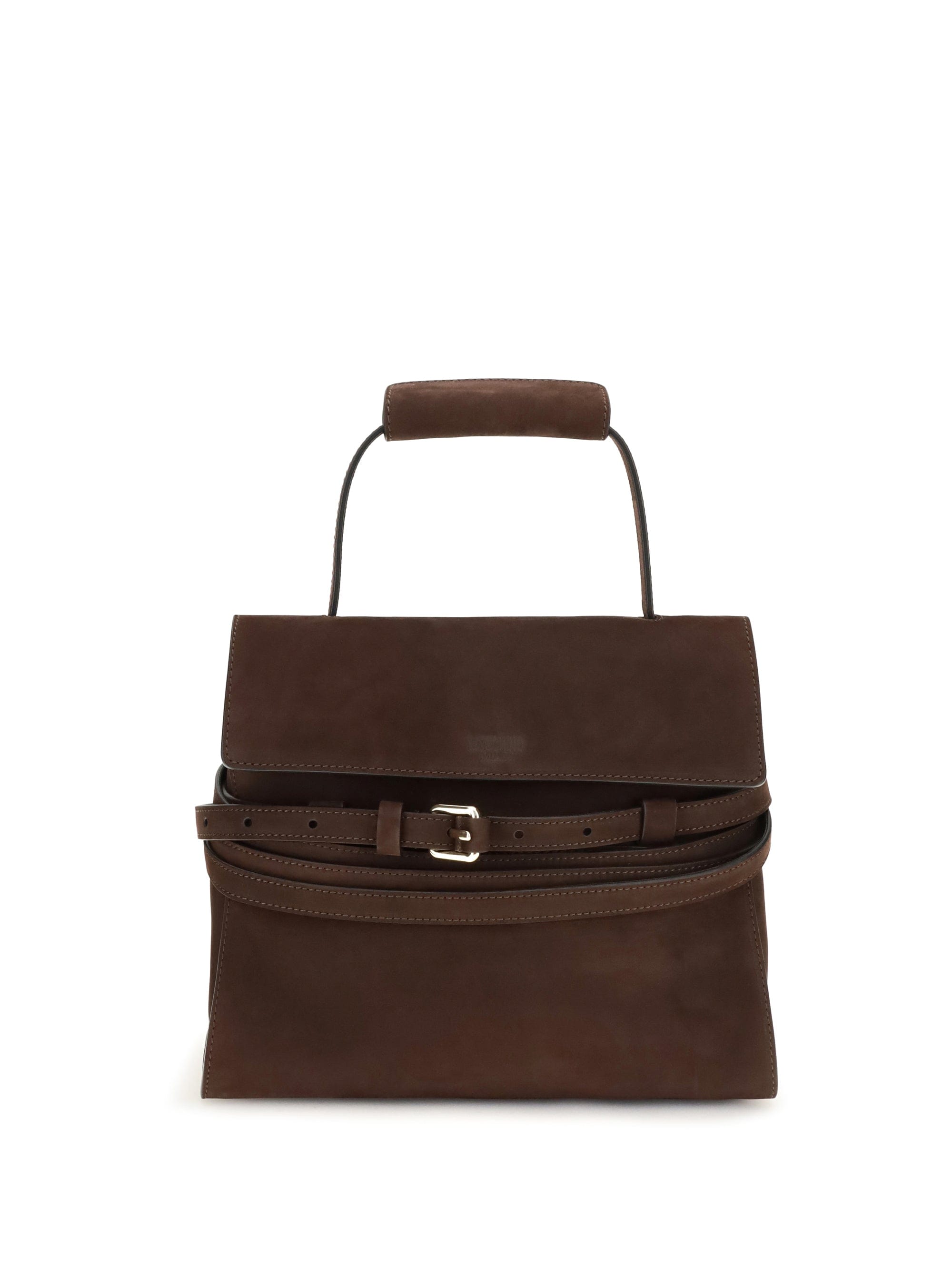 Moschino Nabuk Leather Shoulder Bag — Brown