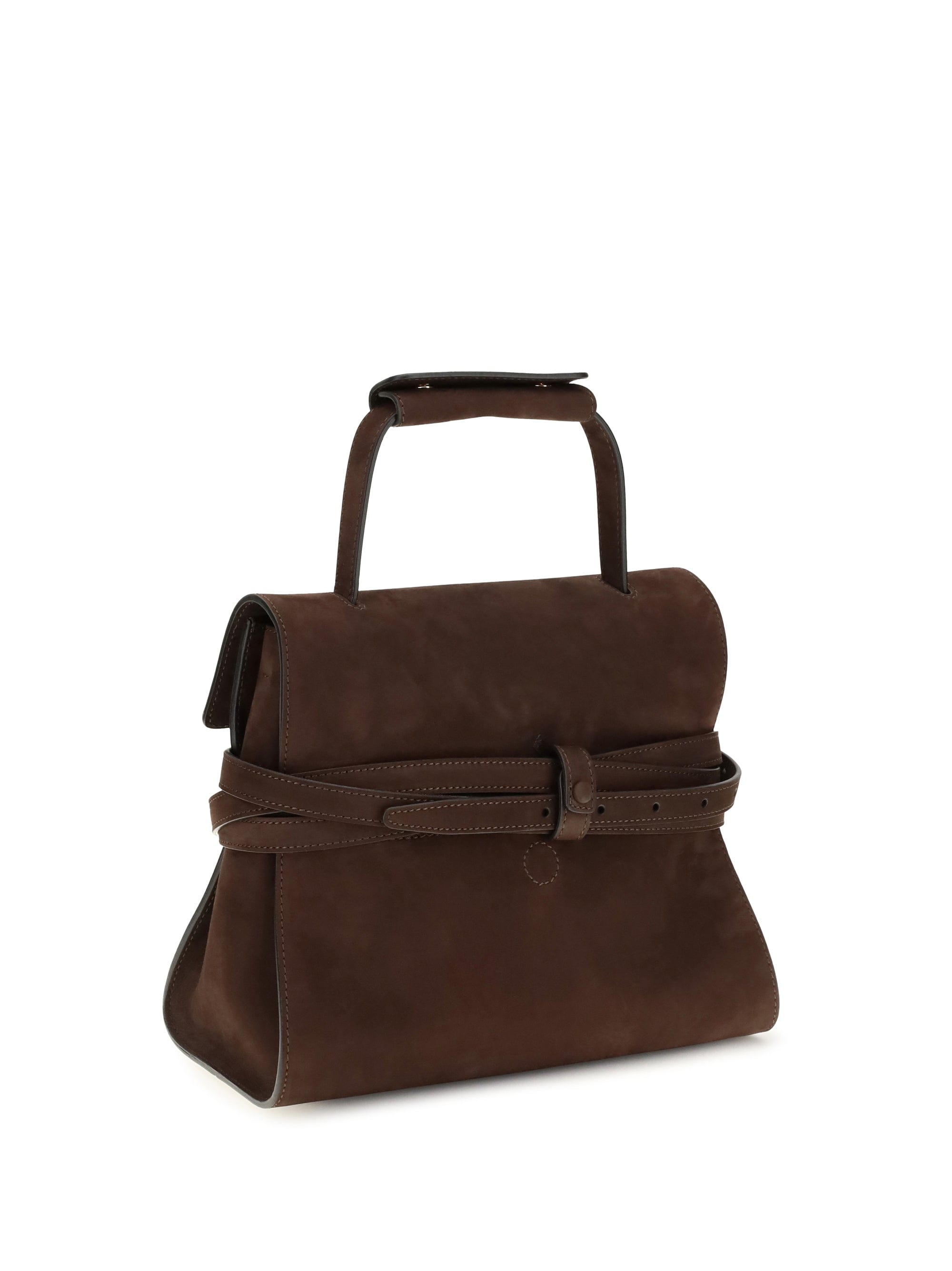 Moschino Nabuk Leather Shoulder Bag — Brown