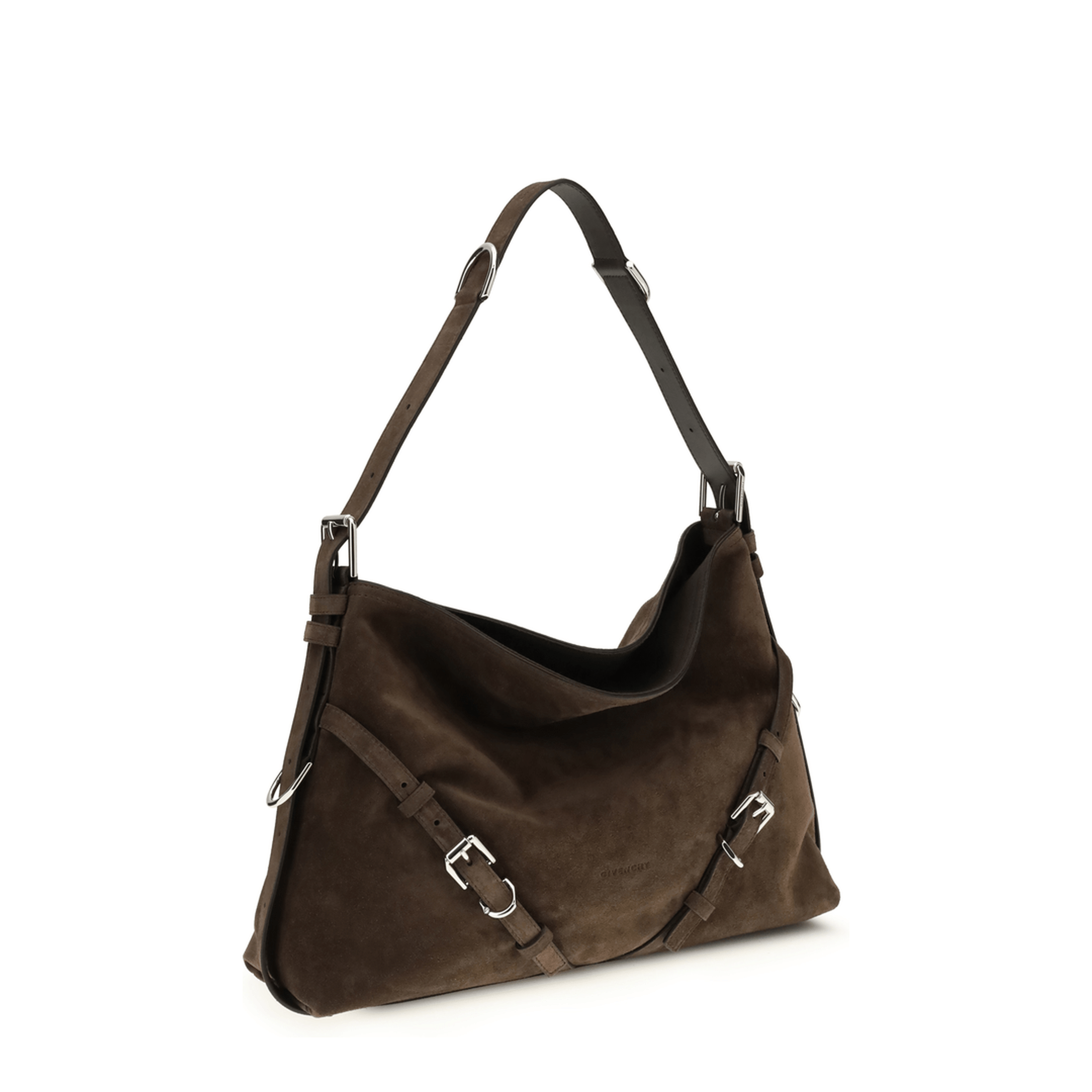 Givenchy Voyou Medium Calf Suede Shoulder Bag - Ebony Brown