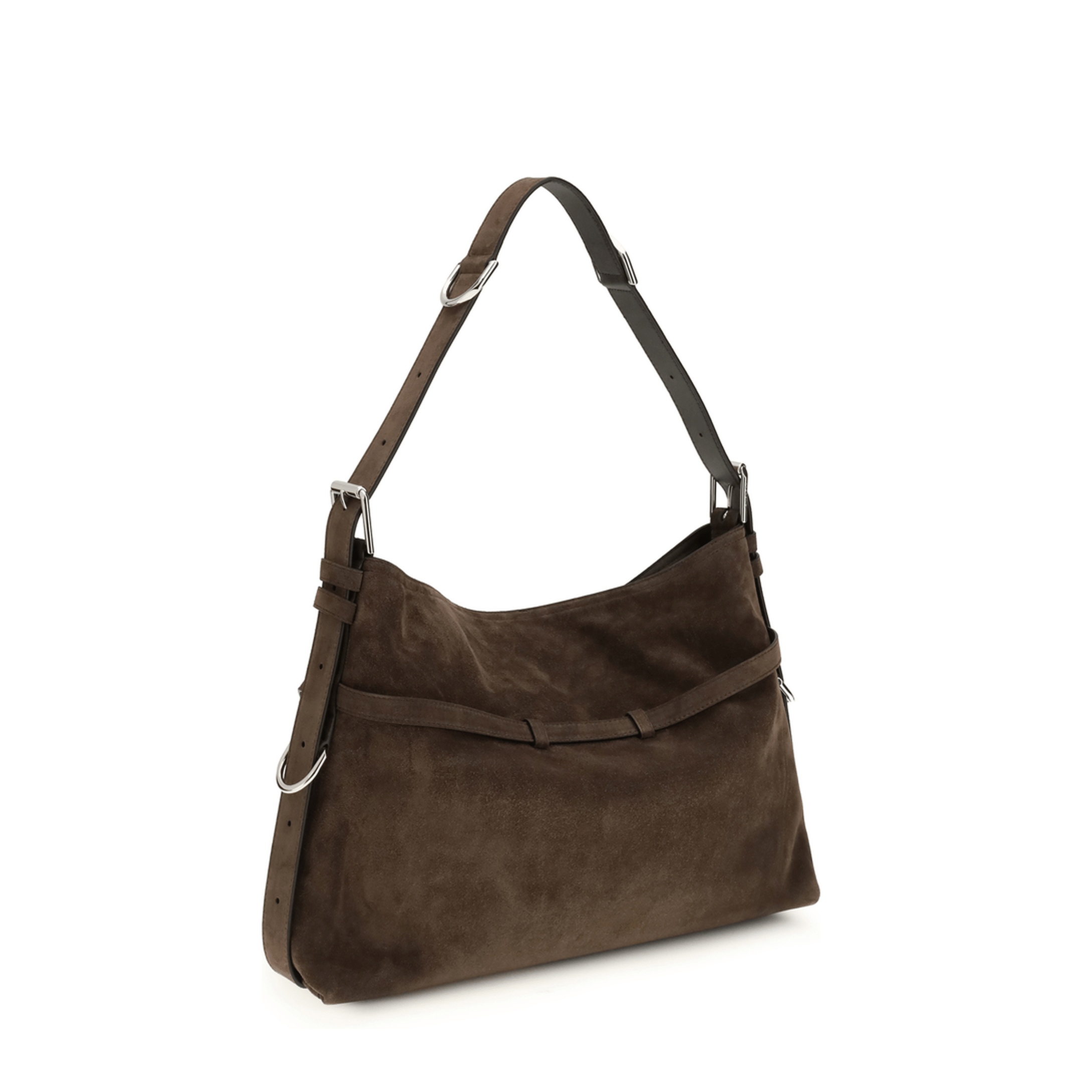 Givenchy Voyou Medium Calf Suede Shoulder Bag - Ebony Brown