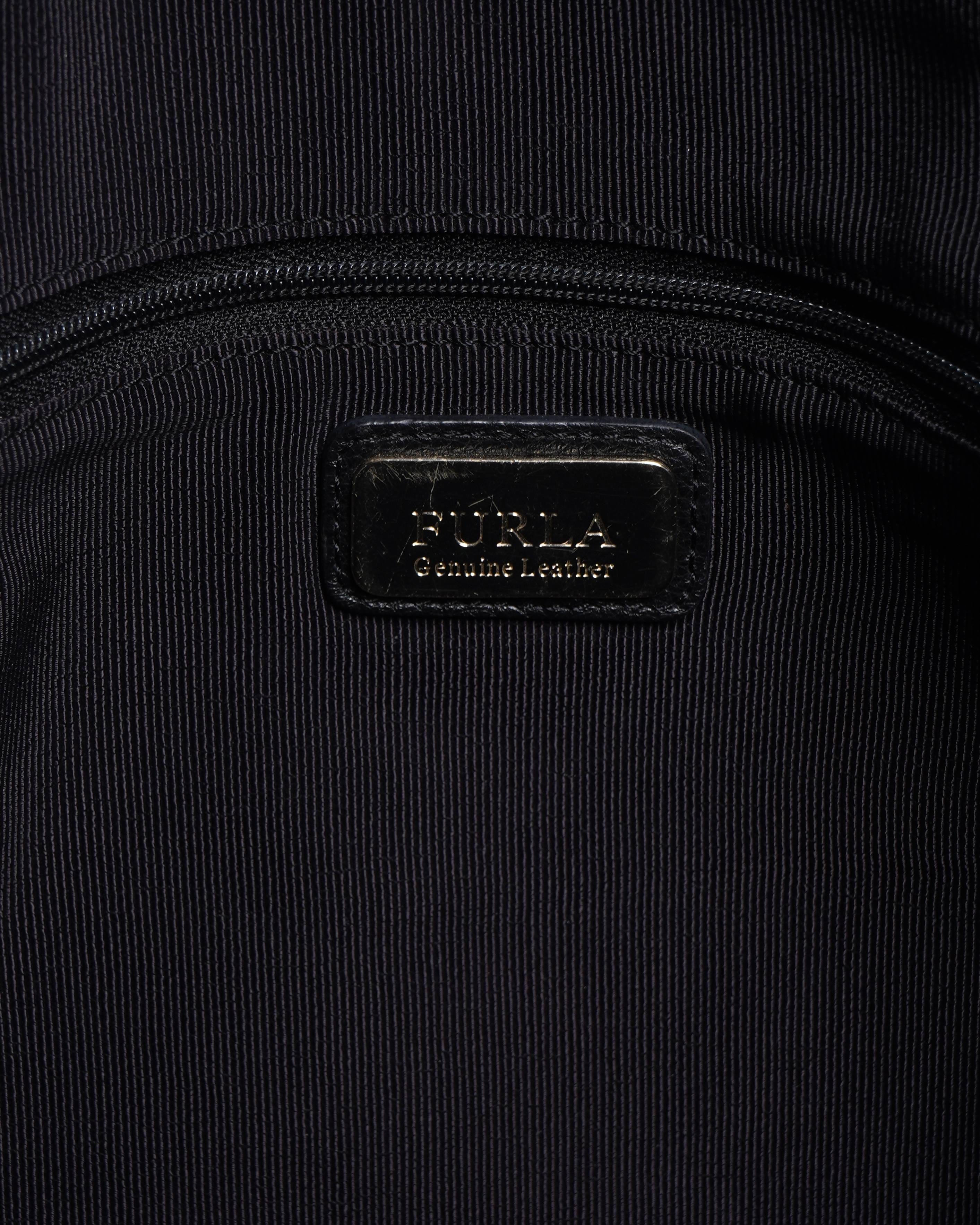 Furla black Grained leather hand bag