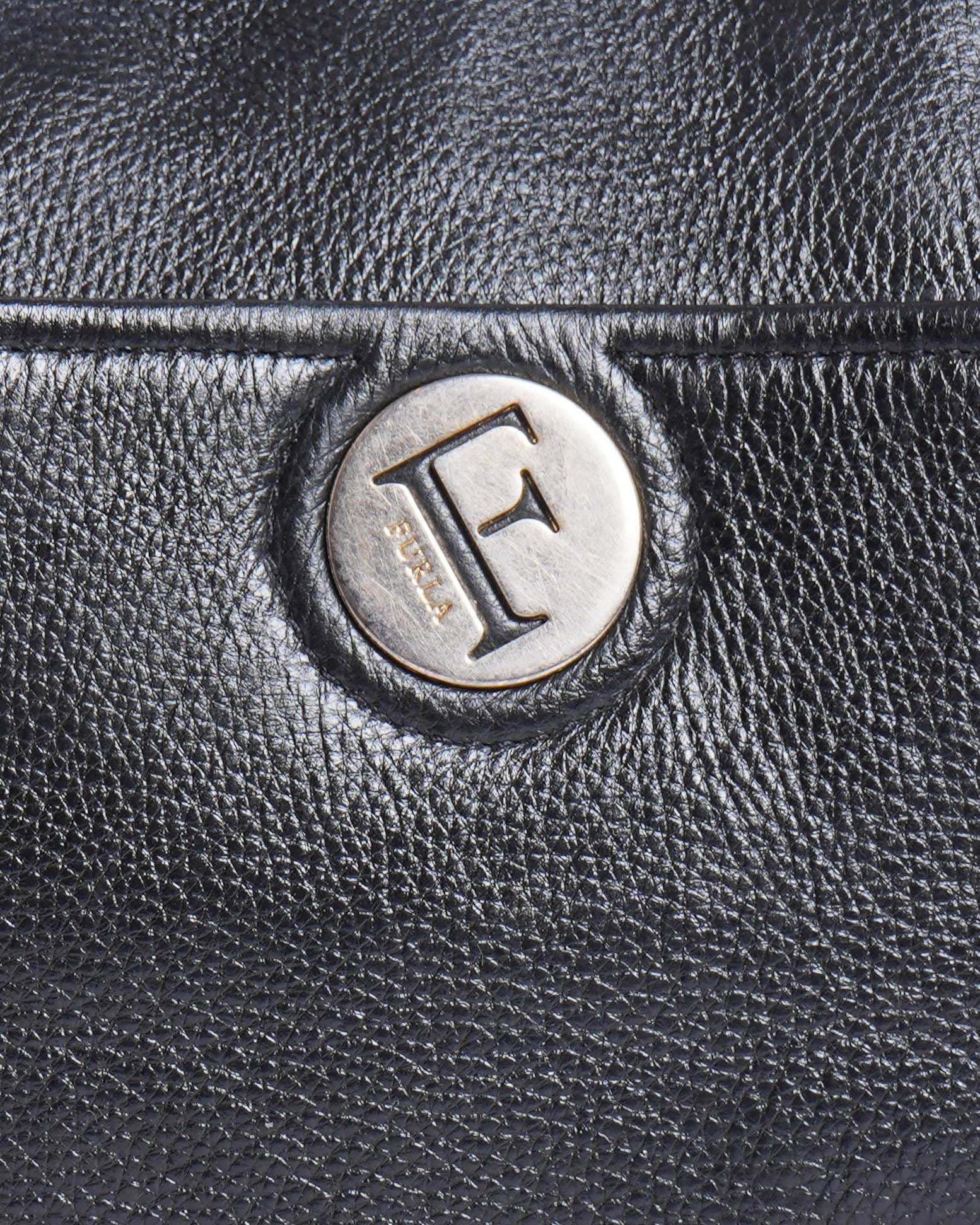 Furla black Grained leather hand bag