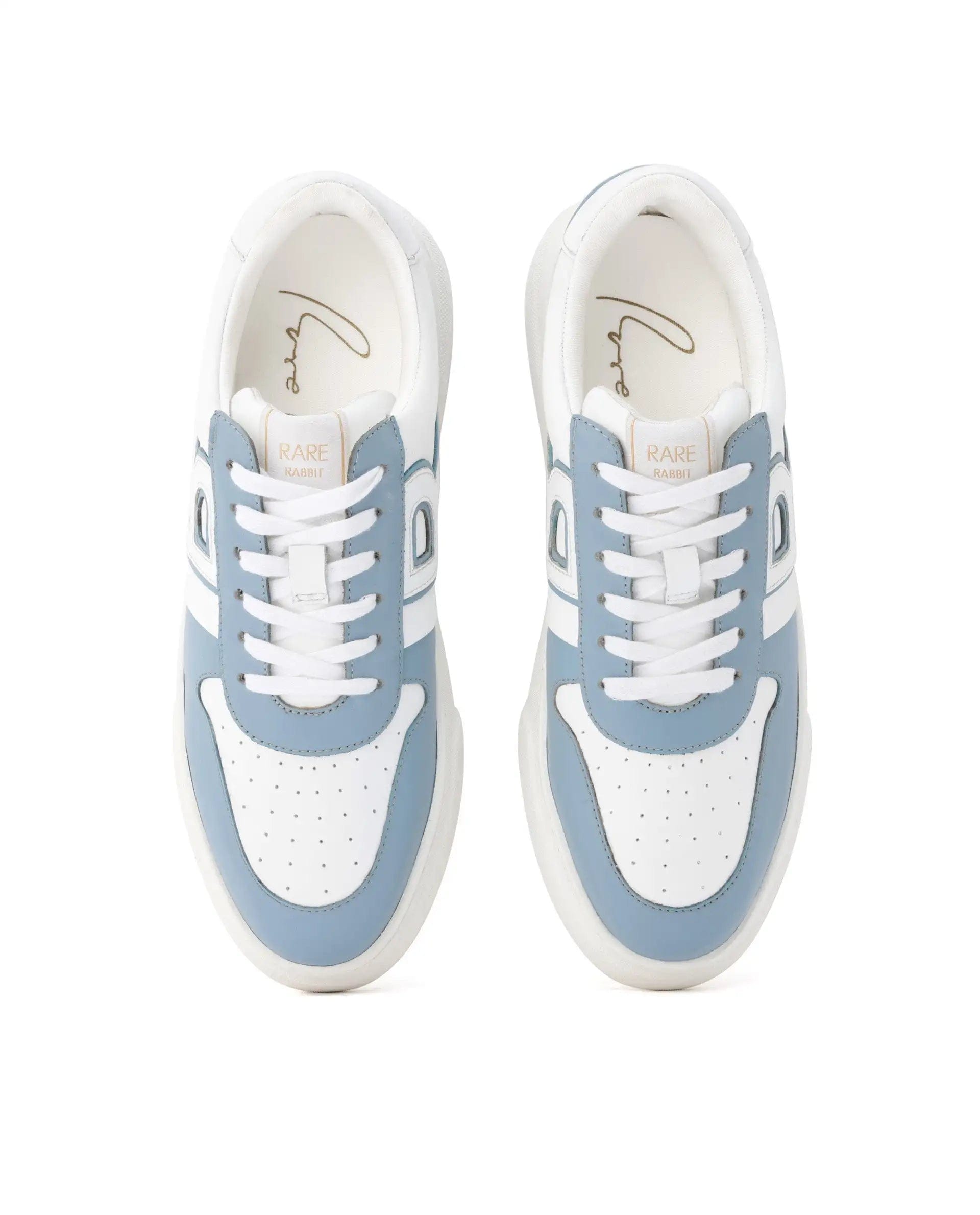 RAREZ Rare Rabbit Mens Cygnus Pro White Genuine Leather Dual Tone Low - Top Lace - Up Sneaker Shoe